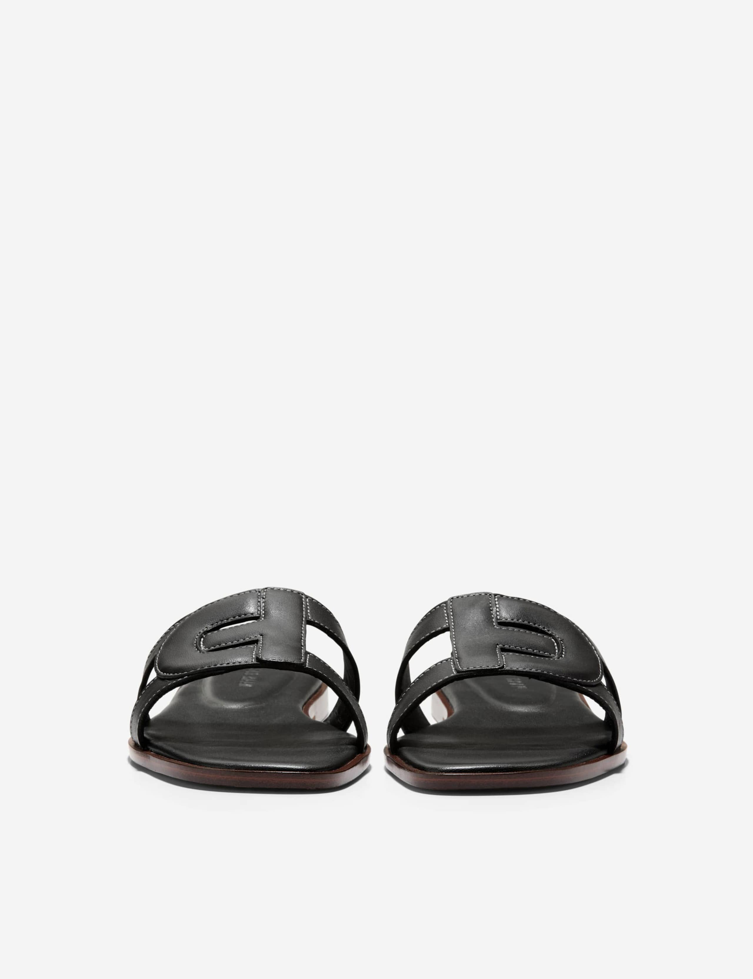 Chrisee Leather Flat Square Toe Sliders 3 of 7