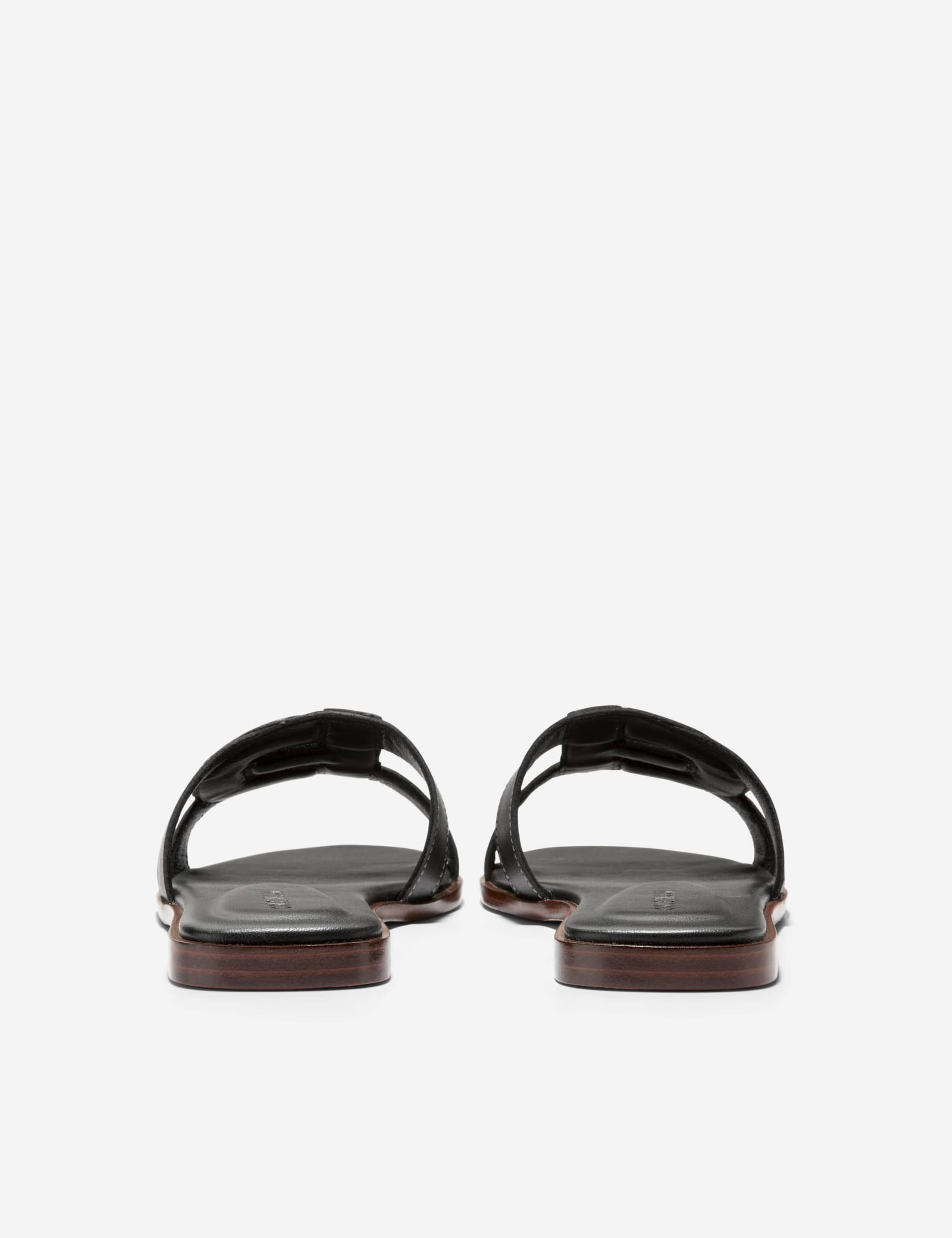 Chrisee Leather Flat Square Toe Sliders 4 of 7