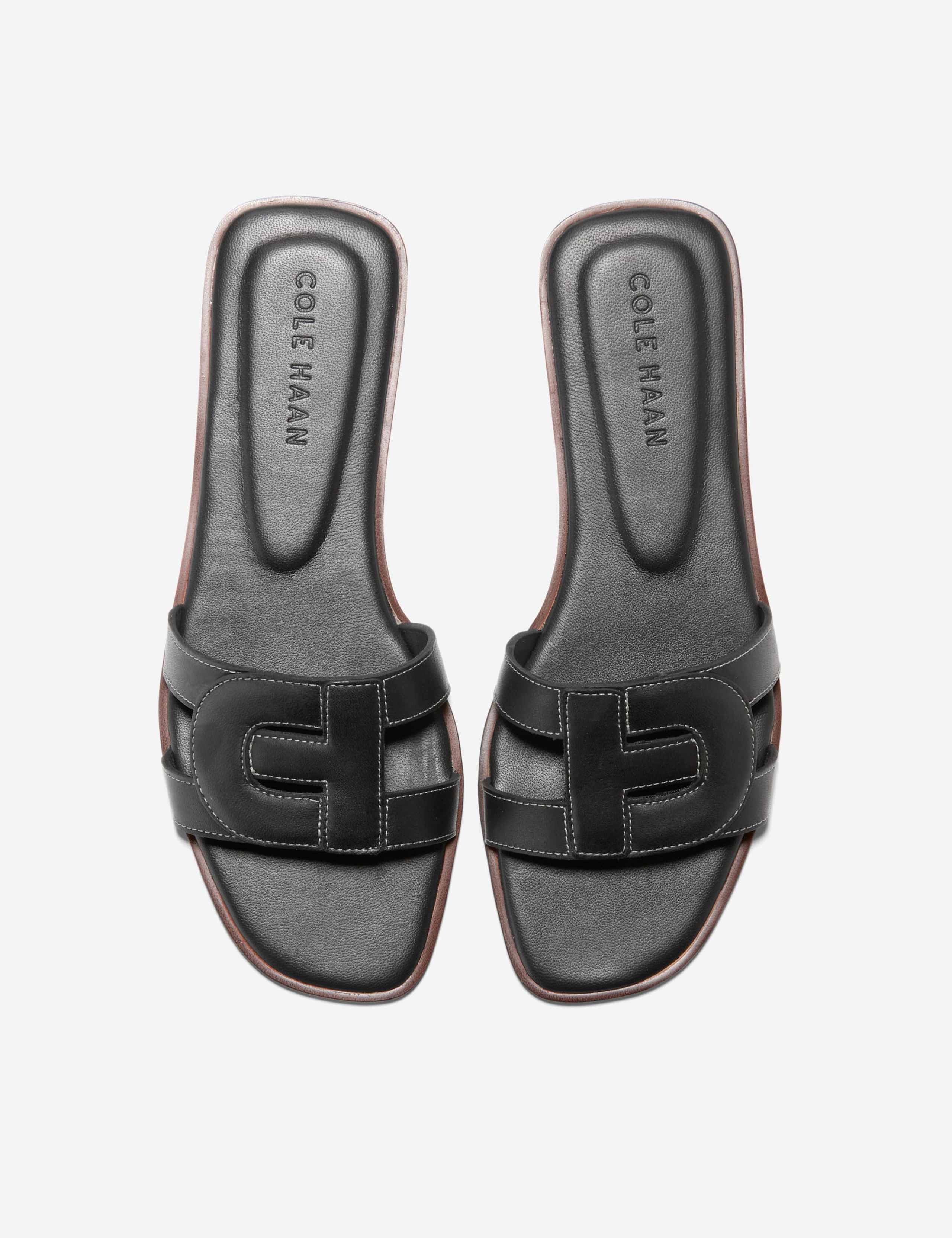 Chrisee Leather Flat Square Toe Sliders 5 of 7