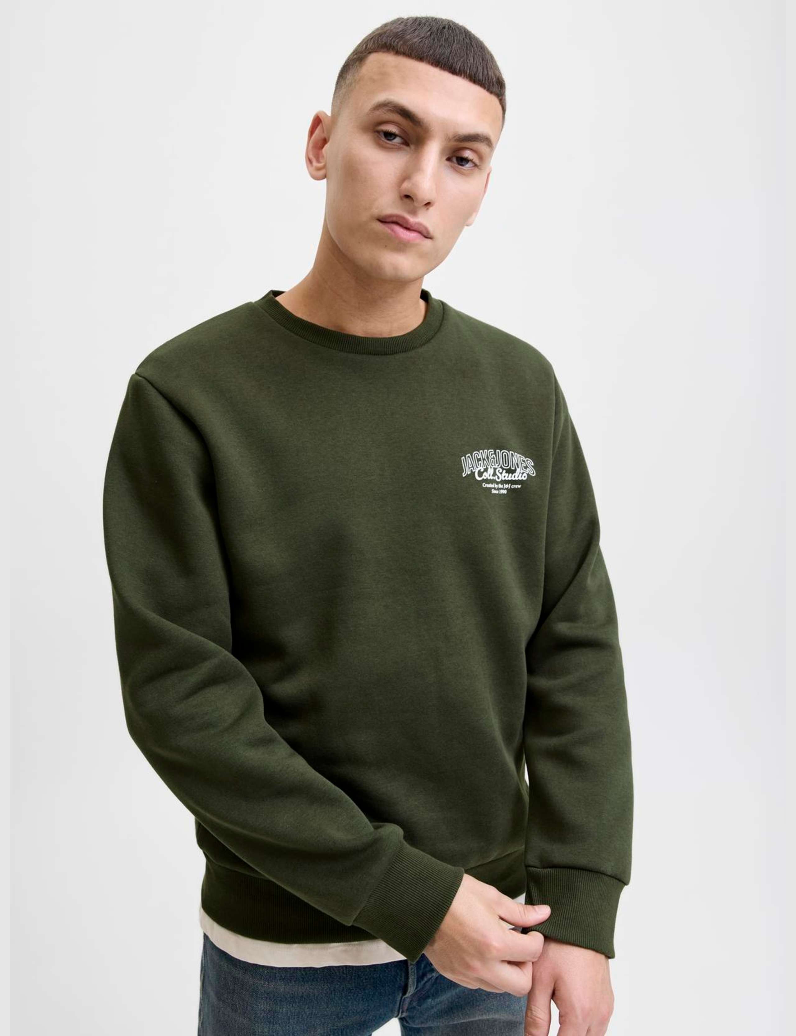 Cotton Blend Crew Neck Sweatshirt 2 of 8