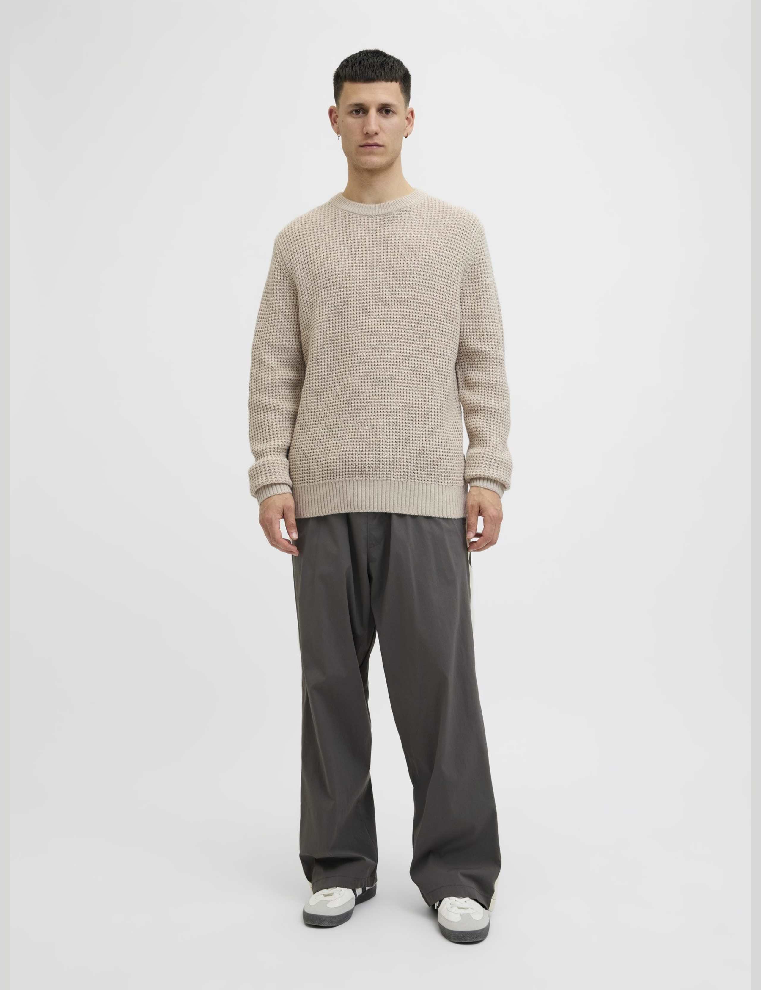 Cotton Blend Textured Crew Neck Jumper 3 of 4