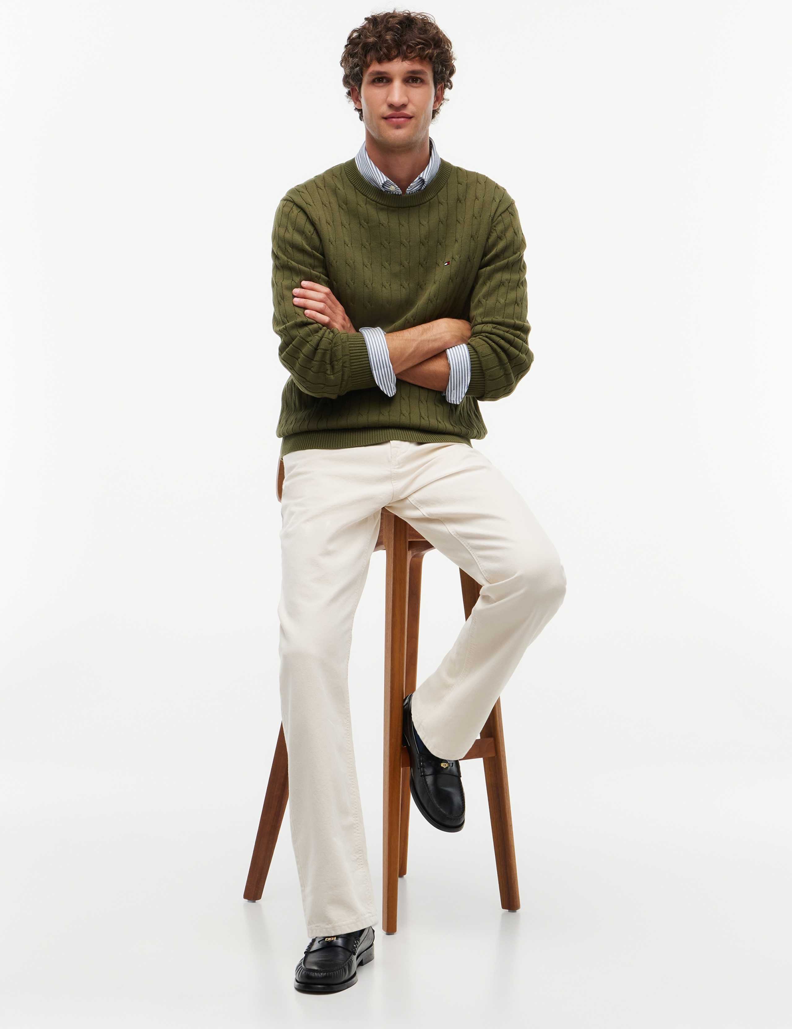 Pure Cotton Cable Knit Crew Neck Jumper 3 of 6