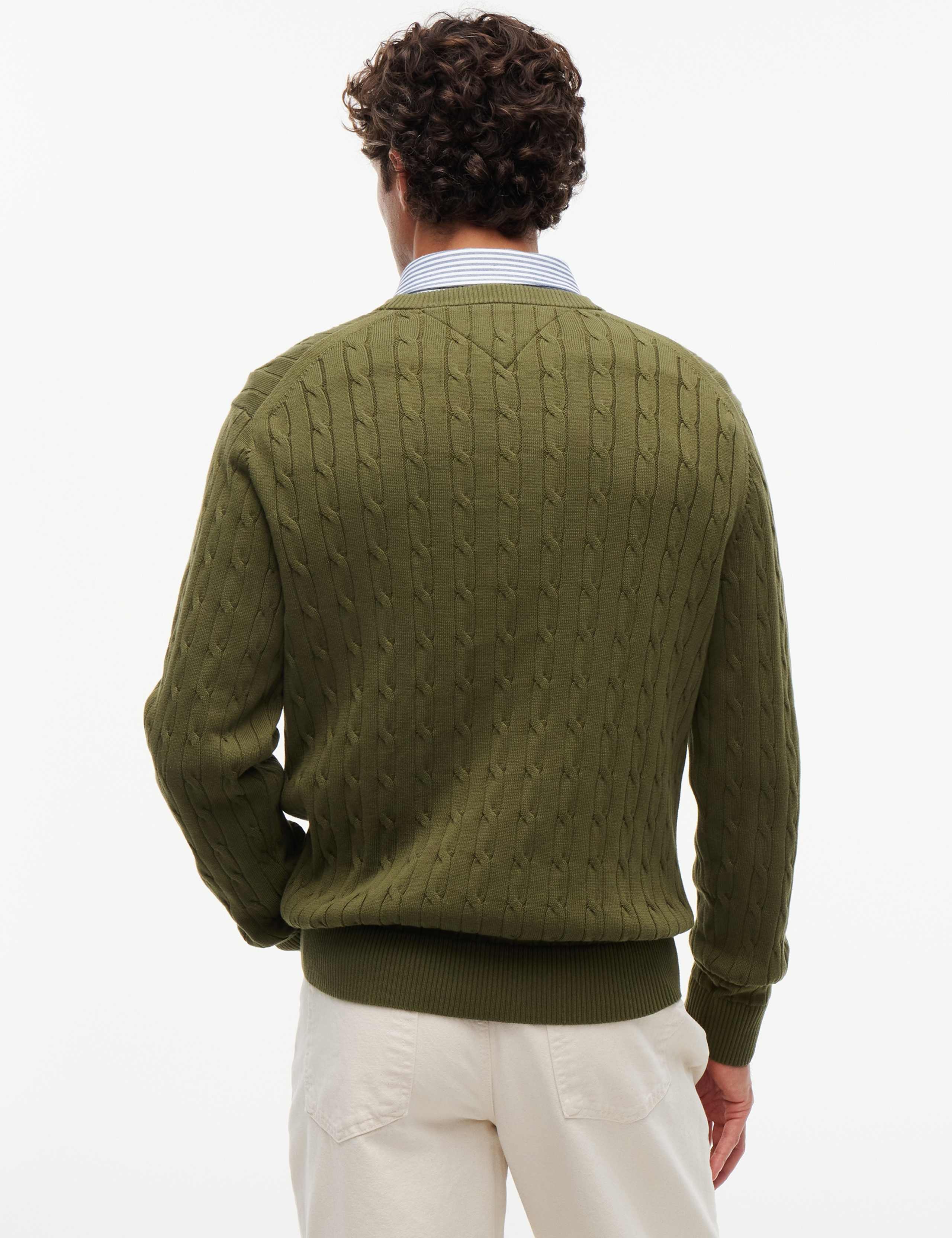 Pure Cotton Cable Knit Crew Neck Jumper 4 of 6