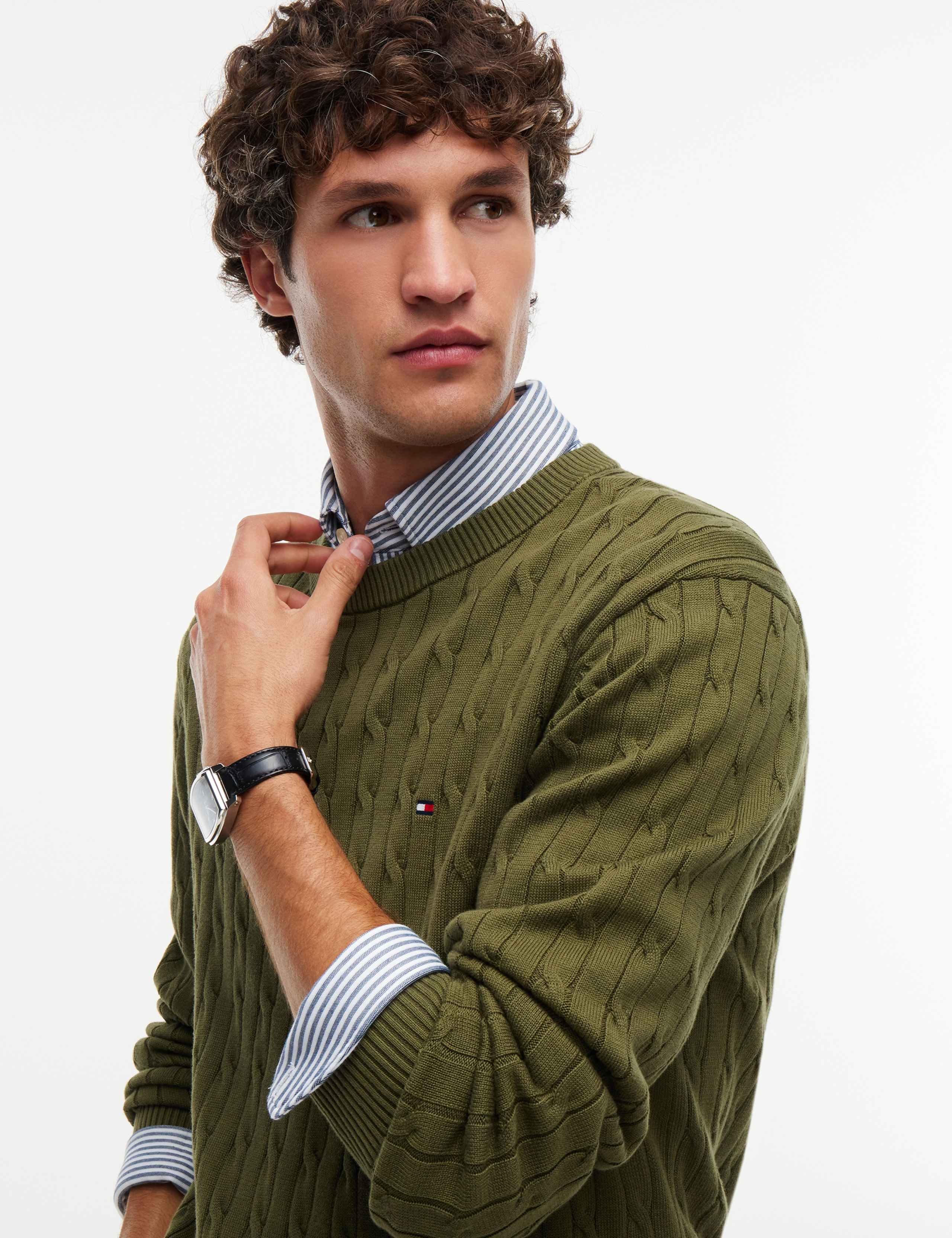 Pure Cotton Cable Knit Crew Neck Jumper 5 of 6