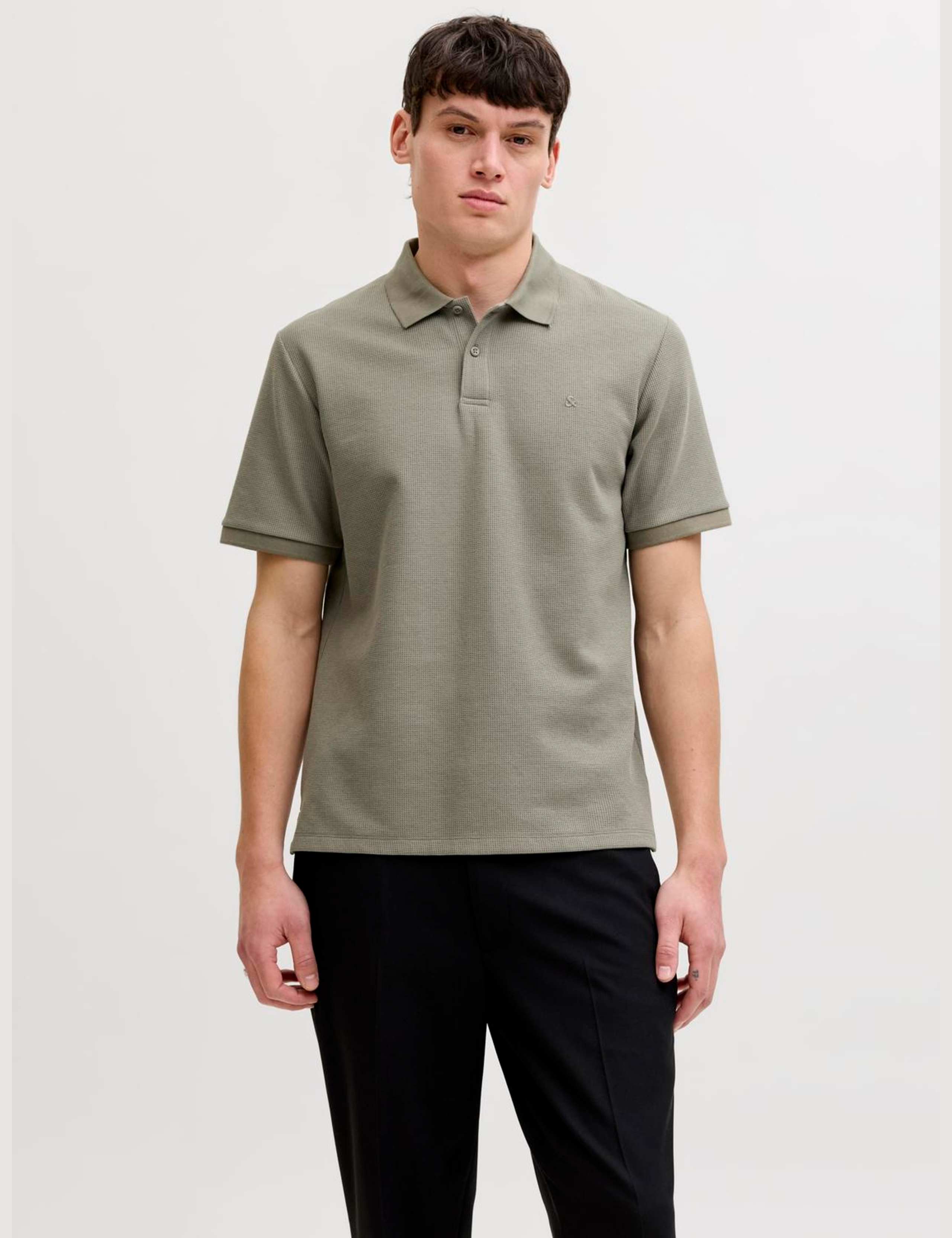 Cotton Blend Textured Polo Shirt 1 of 7