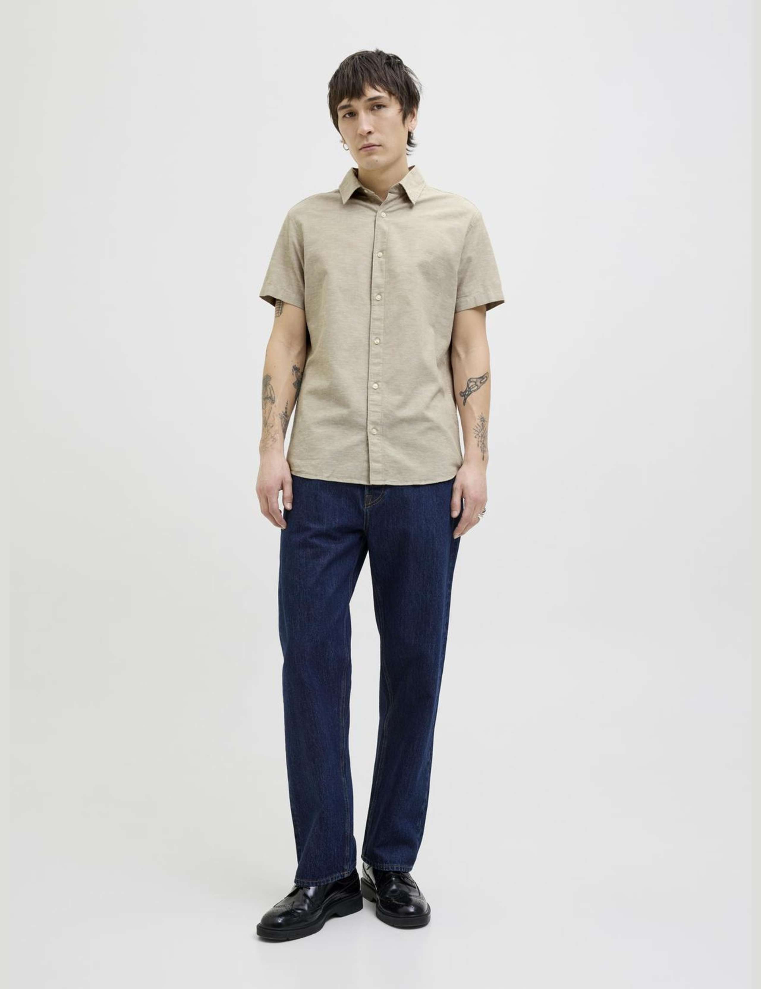 Slim Fit Linen Blend Oxford Shirt 3 of 8