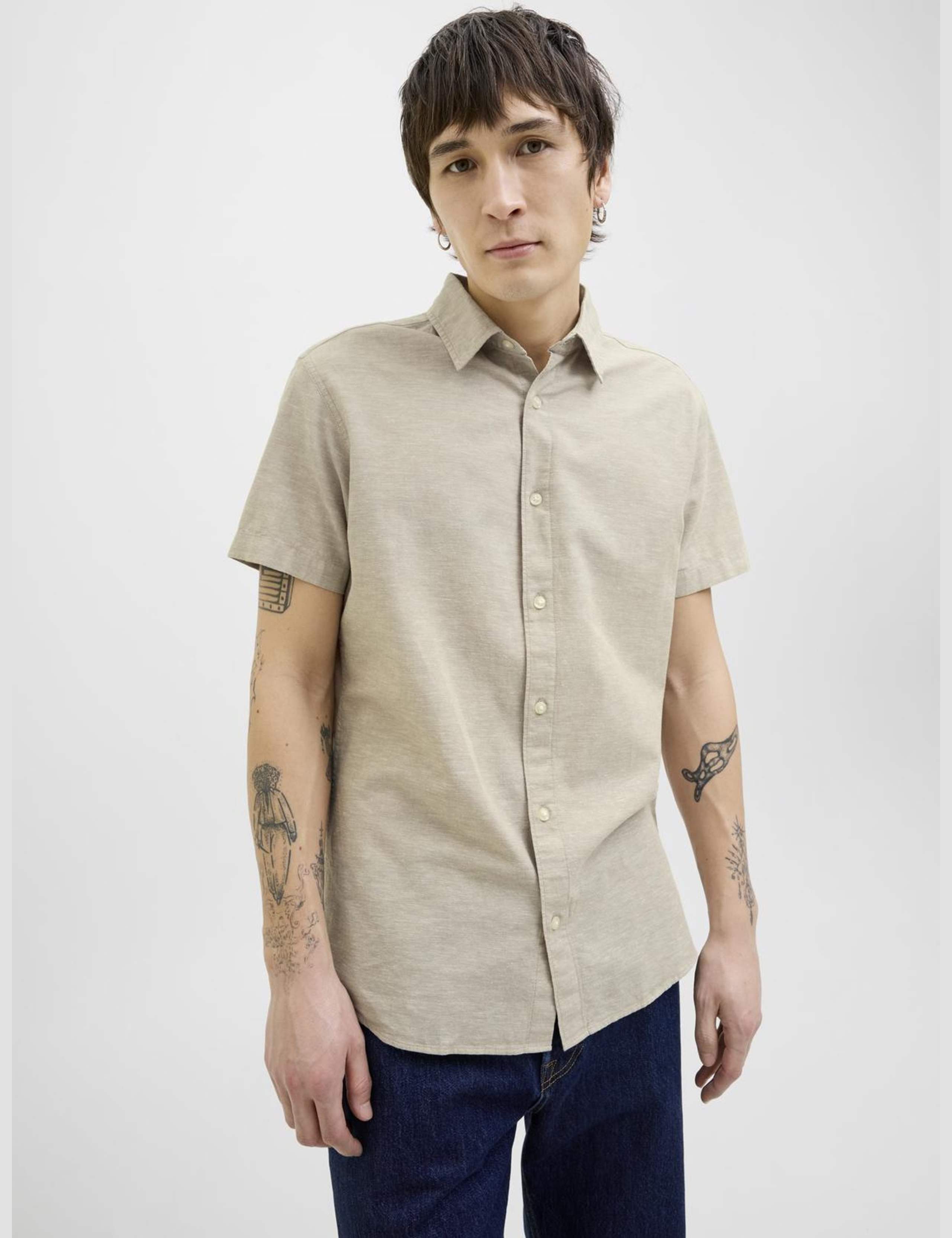 Slim Fit Linen Blend Oxford Shirt 6 of 8