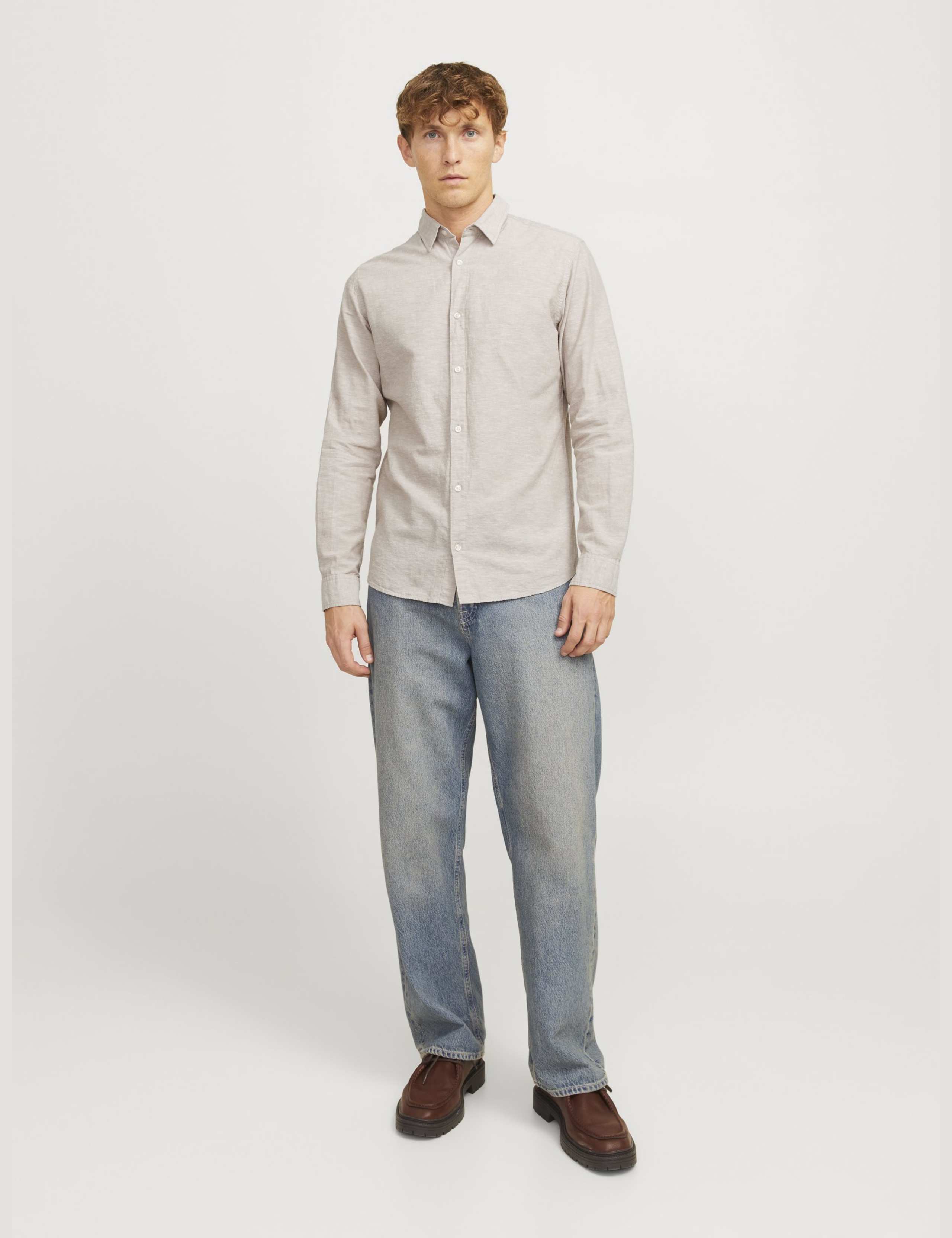 Slim Fit Cotton Rich Oxford Shirt with Linen 4 of 9