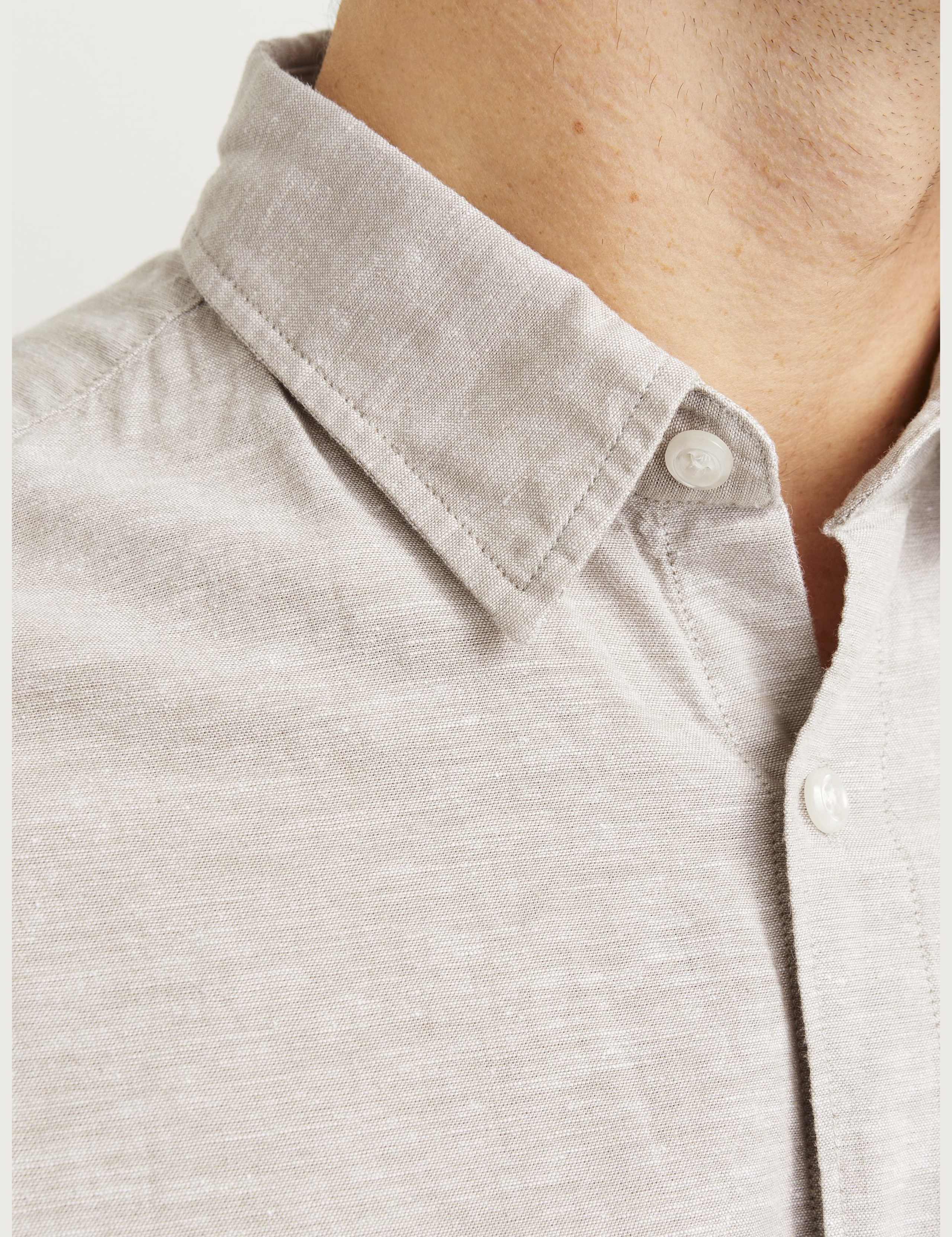 Slim Fit Cotton Rich Oxford Shirt with Linen 8 of 9