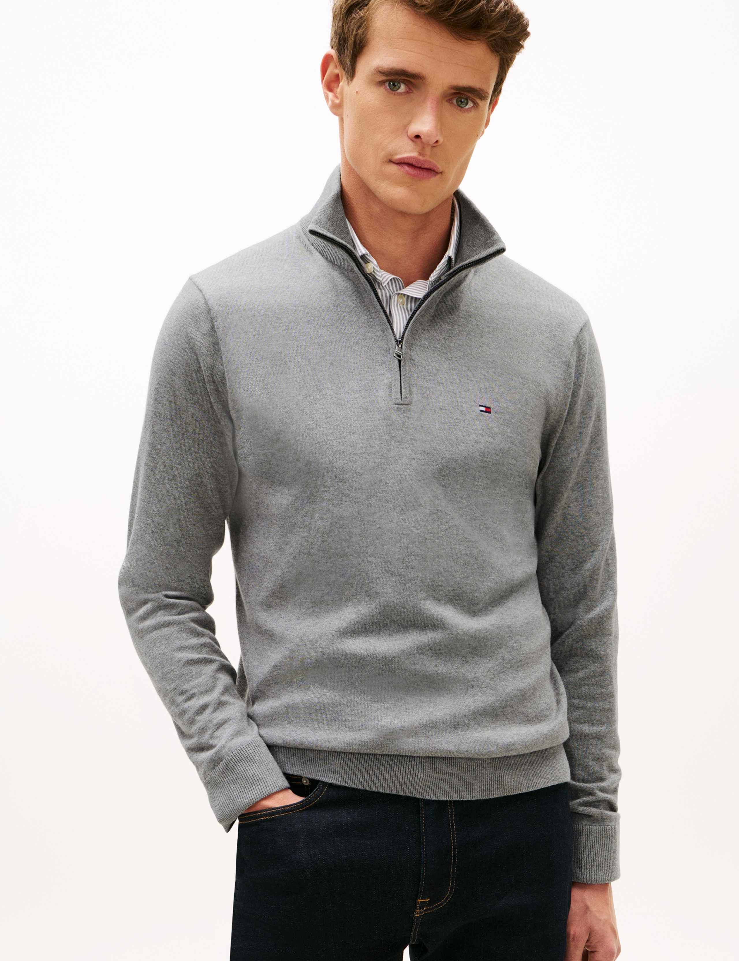 Pure Cotton Half Zip Jumper 1 of 7