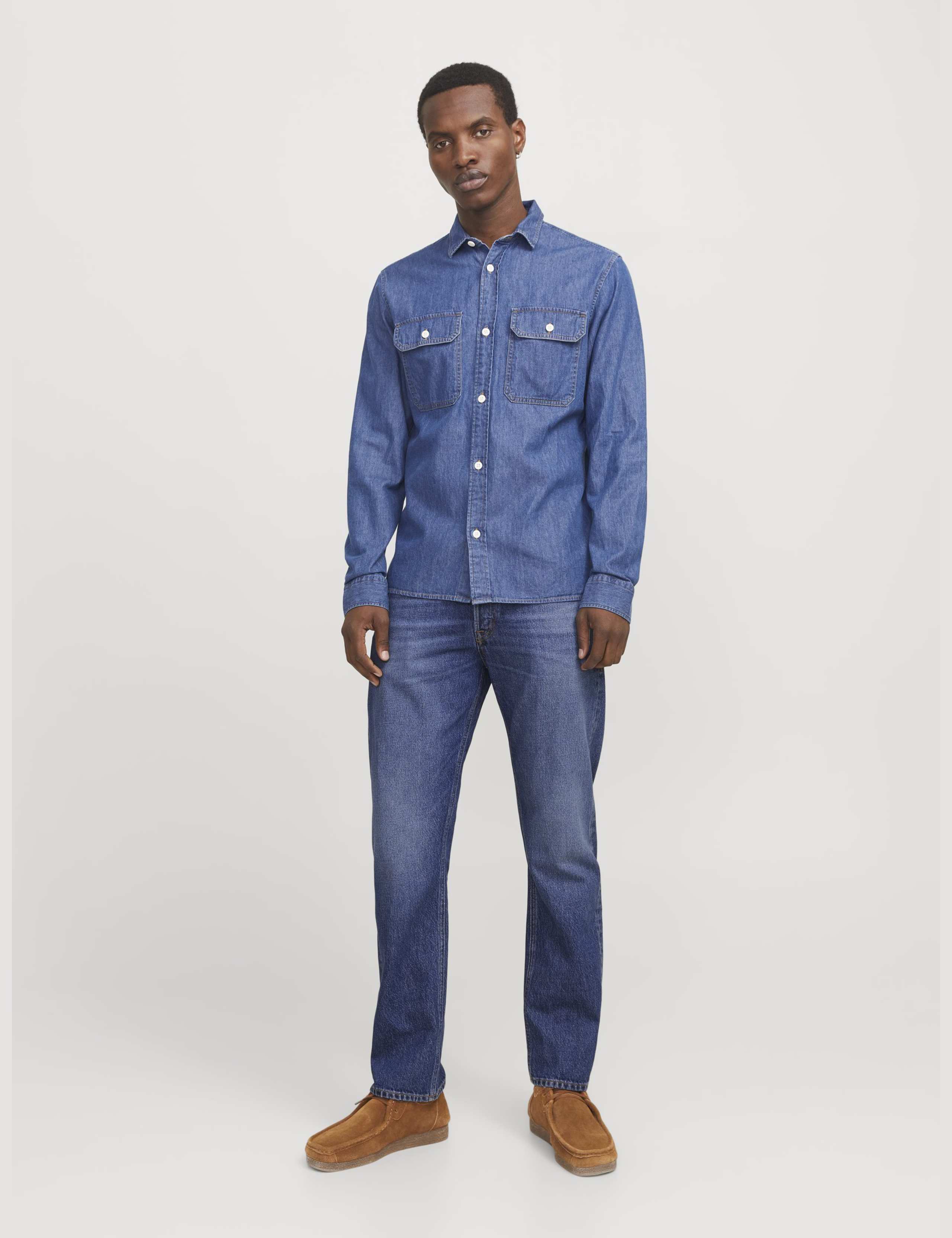 Pure Cotton Relaxed Fit 5 Pocket Jeans 4 of 9