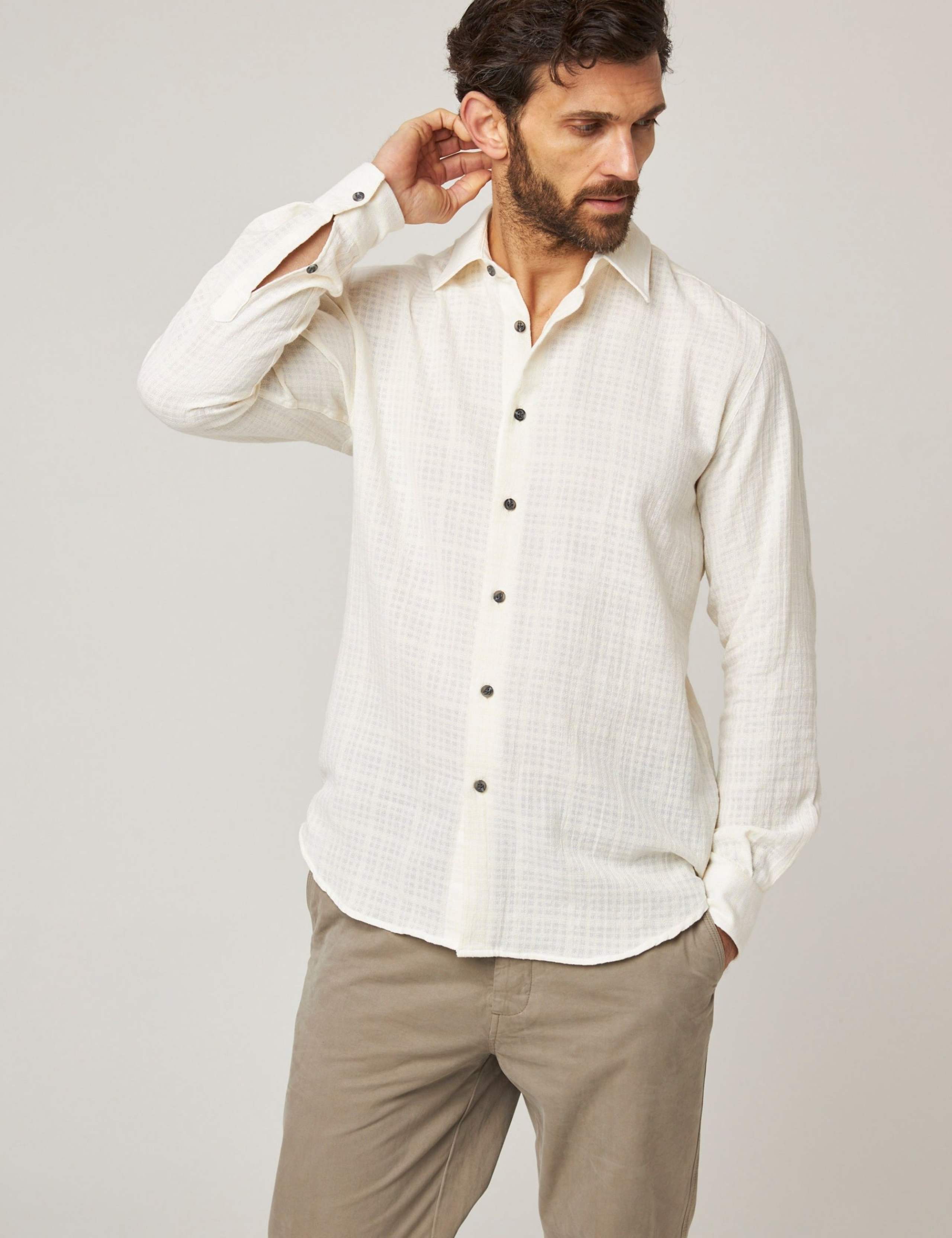 Pure Cotton Light Weight Textured Shirt 1 of 7