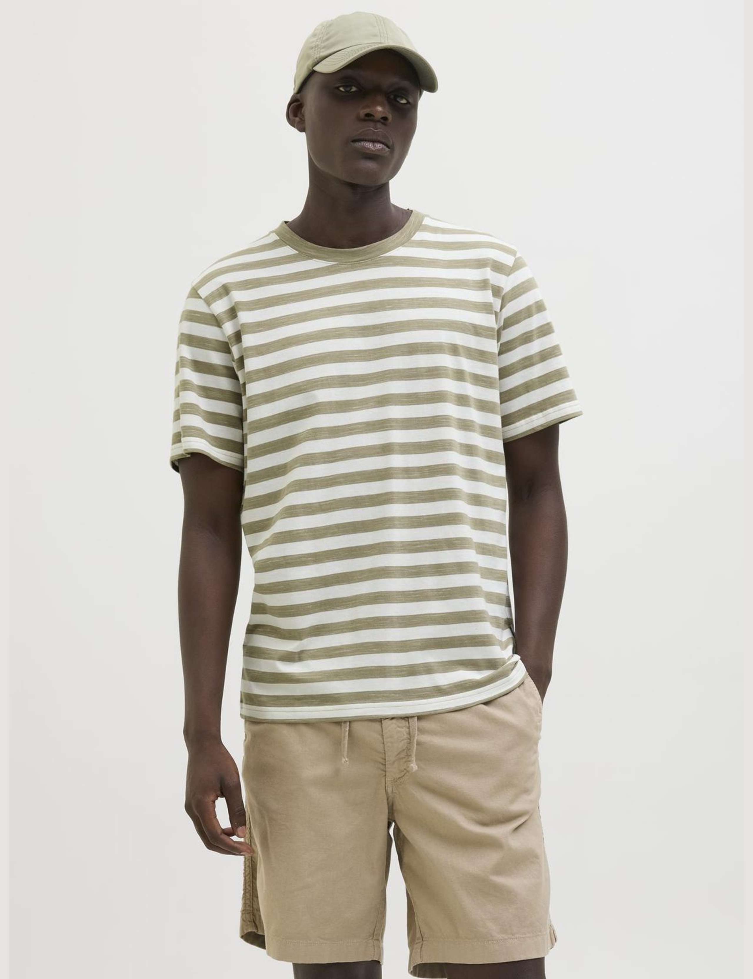 Cotton Rich Striped Crew Neck T-Shirt 1 of 7