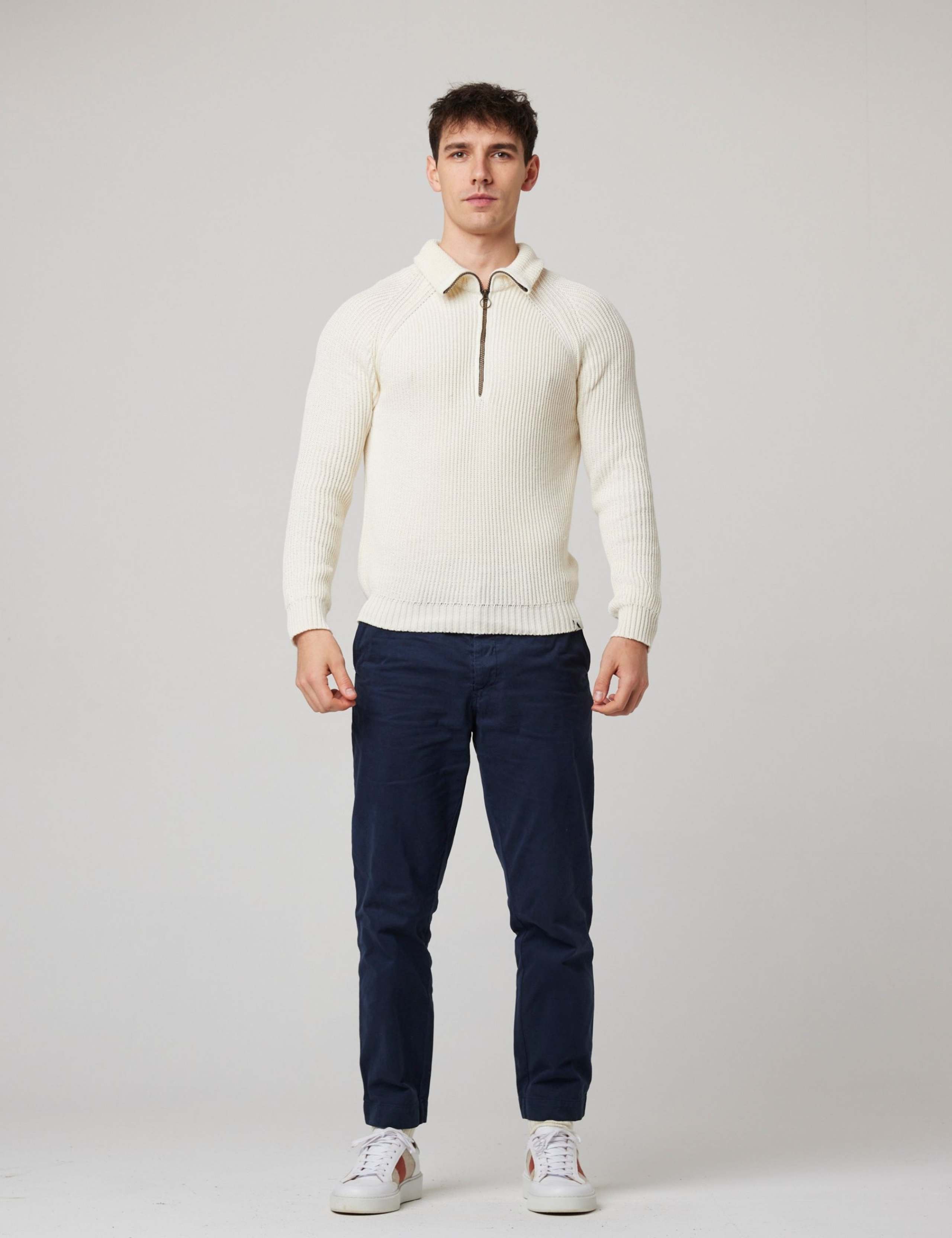 Pure Cotton Ribbed Quarter Zip Jumper 2 of 6