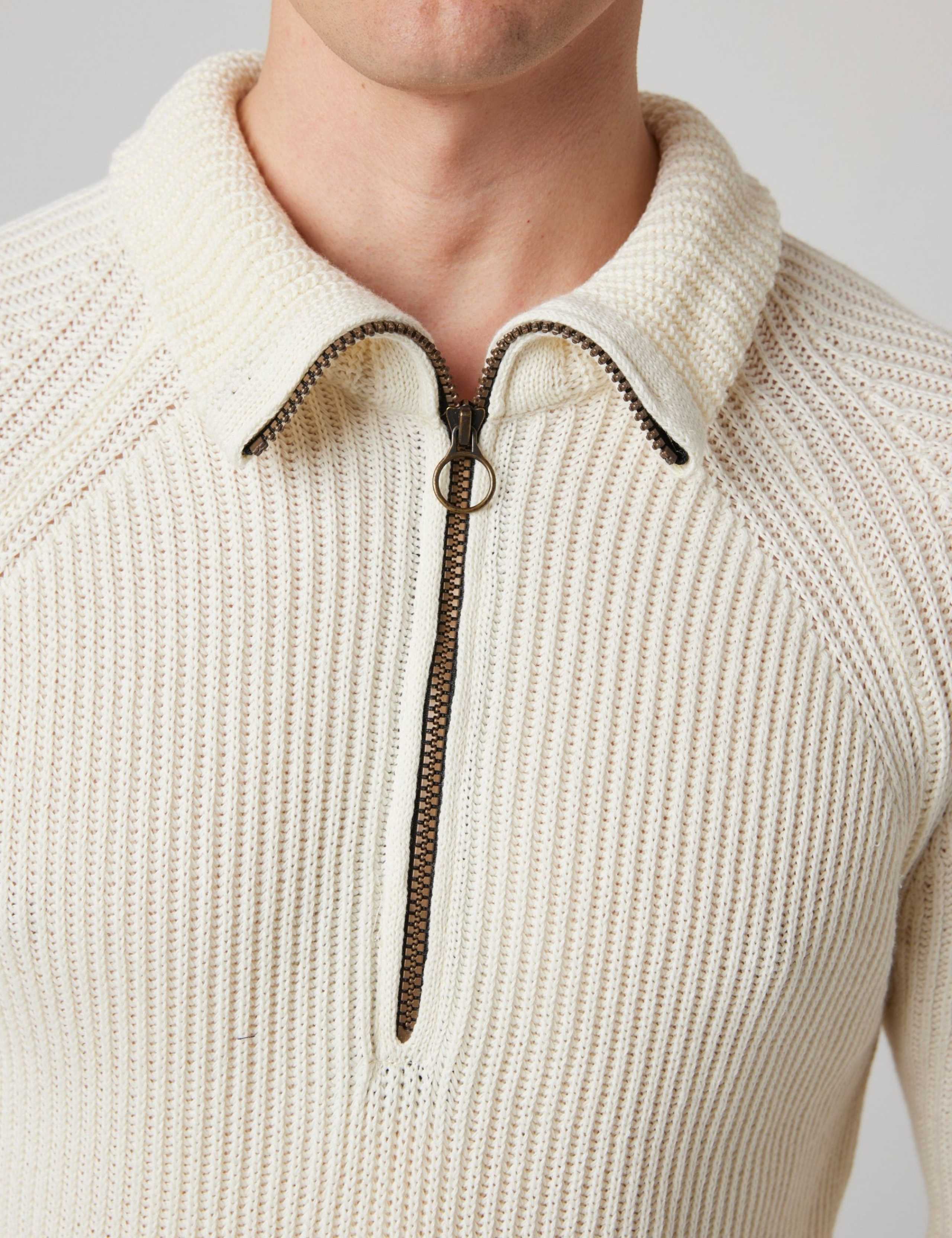 Pure Cotton Ribbed Quarter Zip Jumper 3 of 6