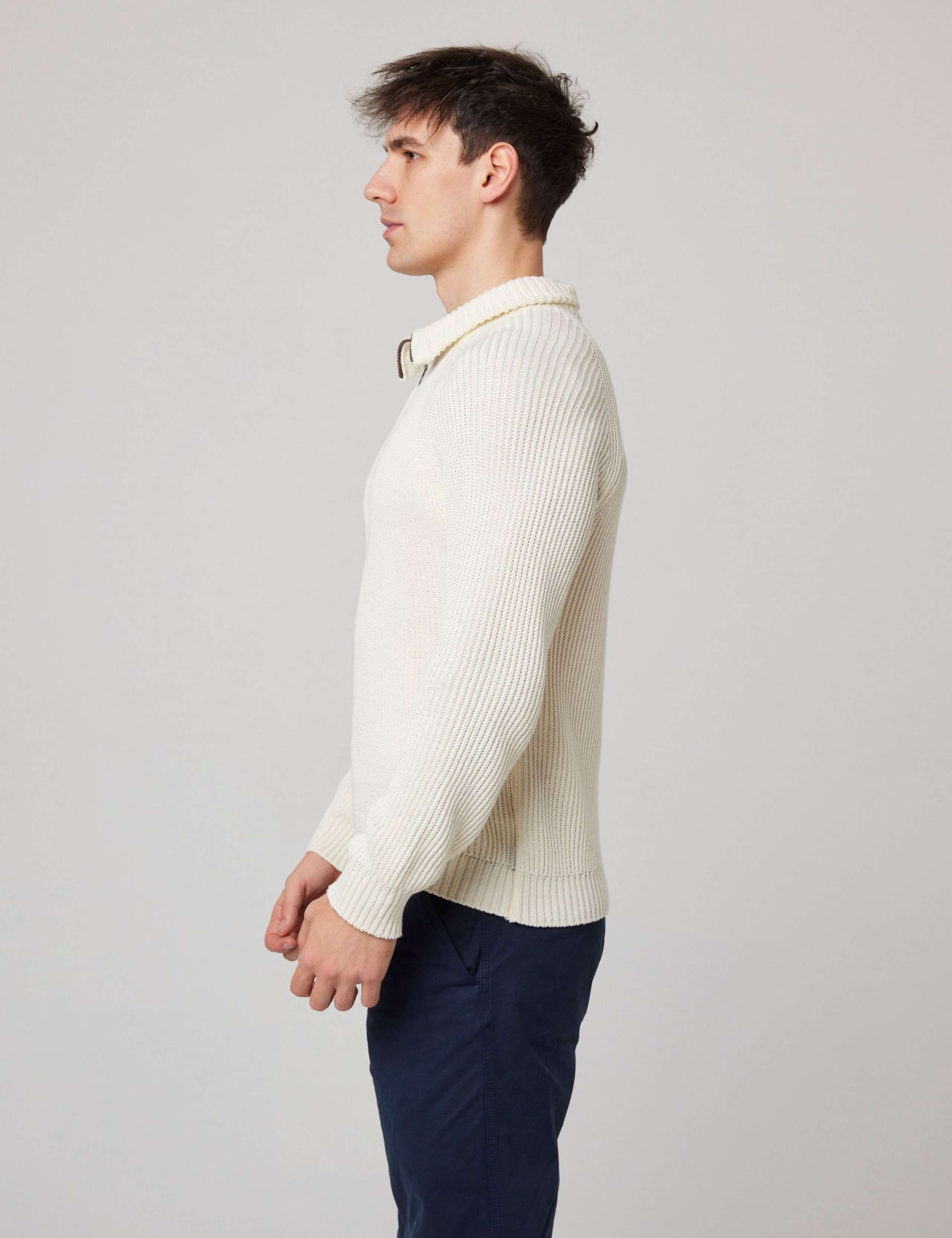 Pure Cotton Ribbed Quarter Zip Jumper 4 of 6