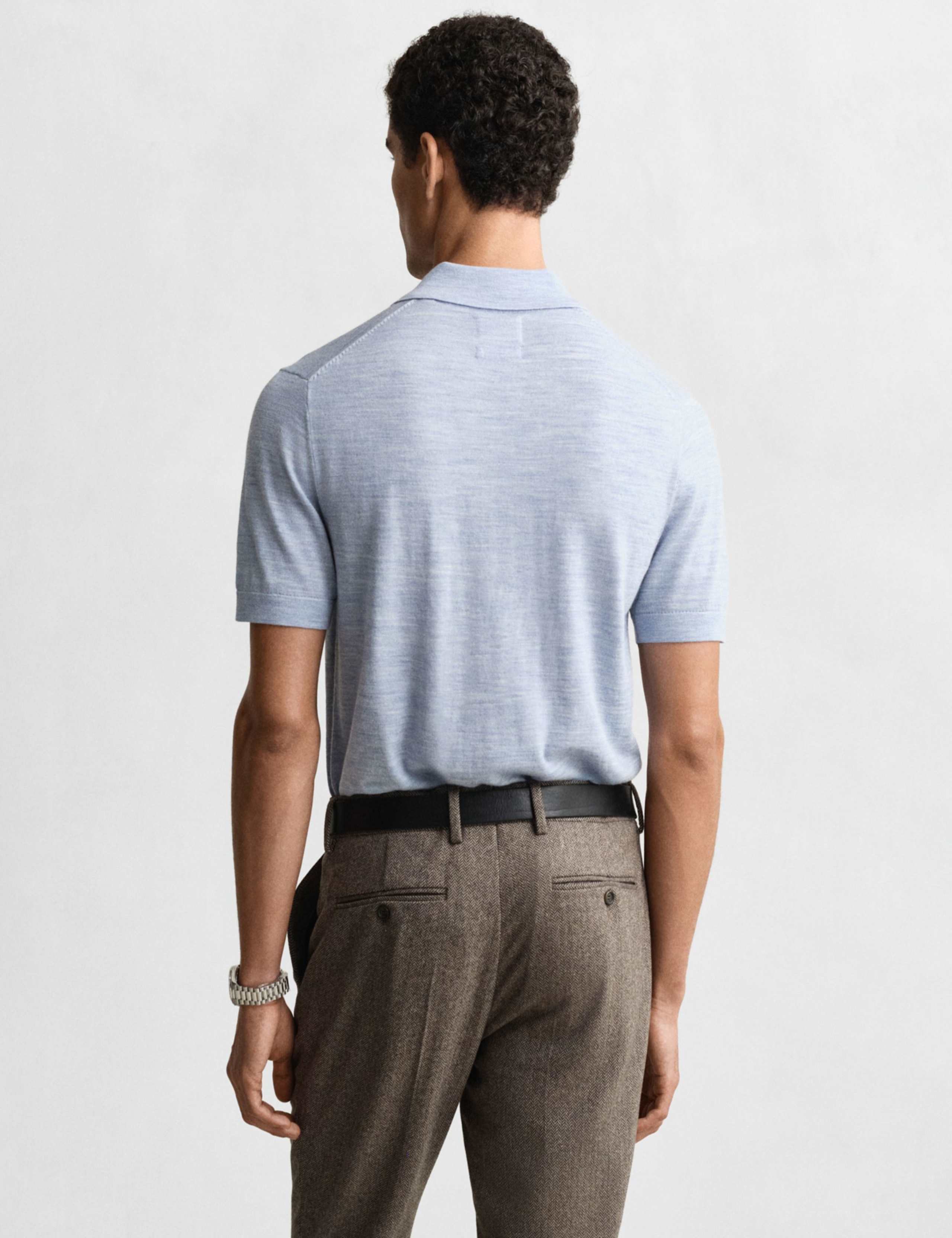 Extra Fine Merino Wool Knitted Polo Shirt 4 of 4