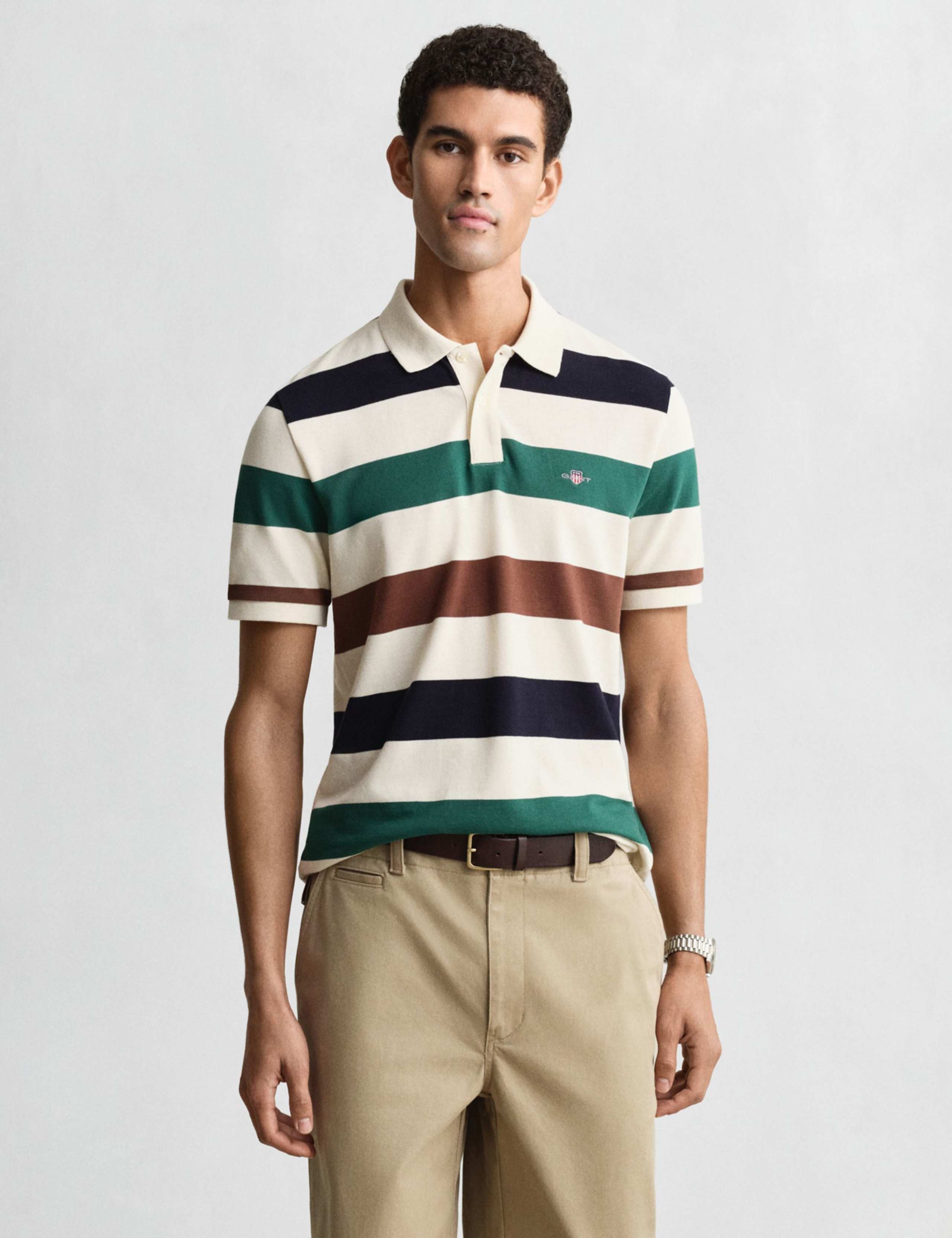 Pure Cotton Striped Knitte Polo Shirt 1 of 4