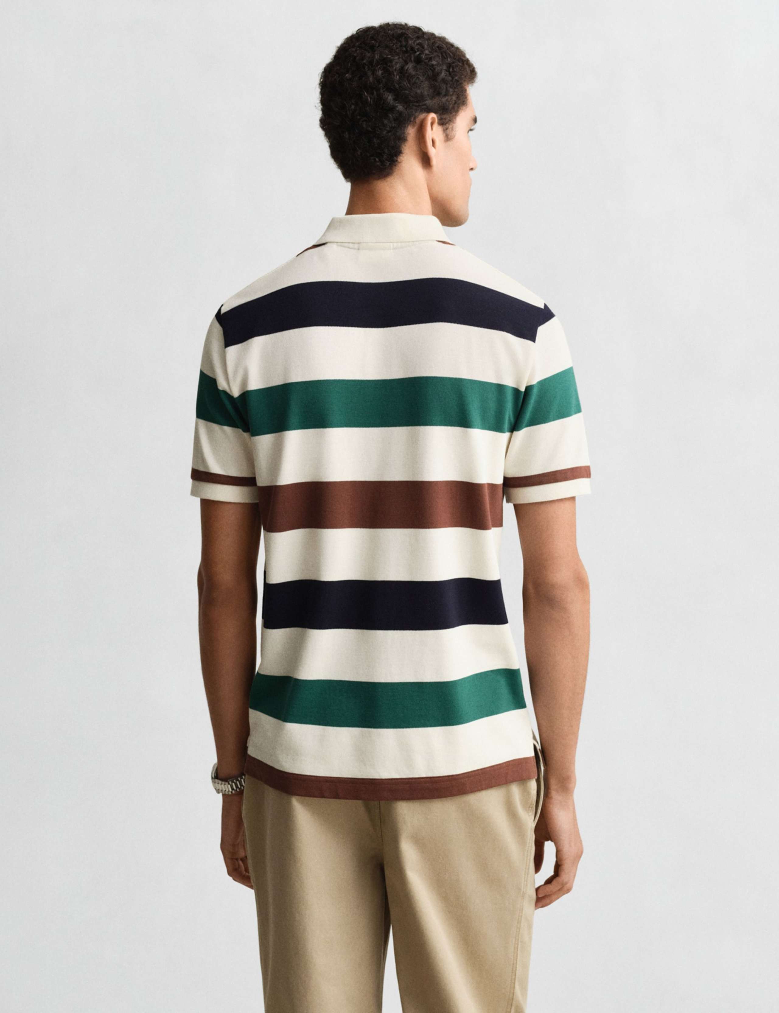 Pure Cotton Striped Knitte Polo Shirt 4 of 4