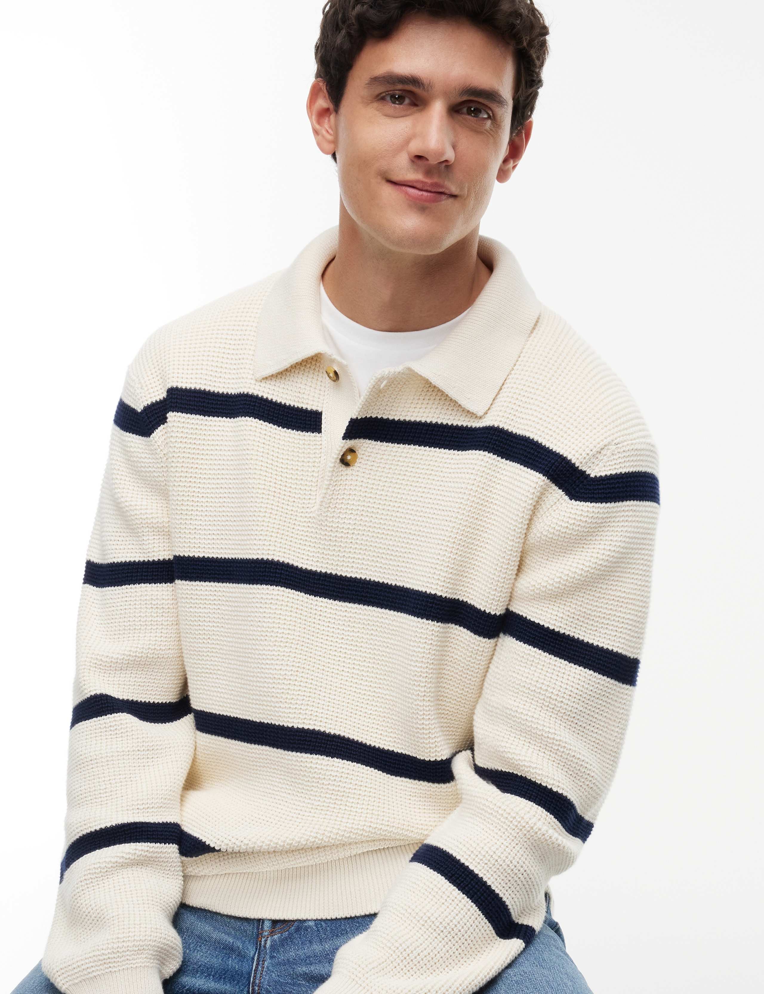 Pure Cotton Waffle Striped Rugby Shirt 5 of 5