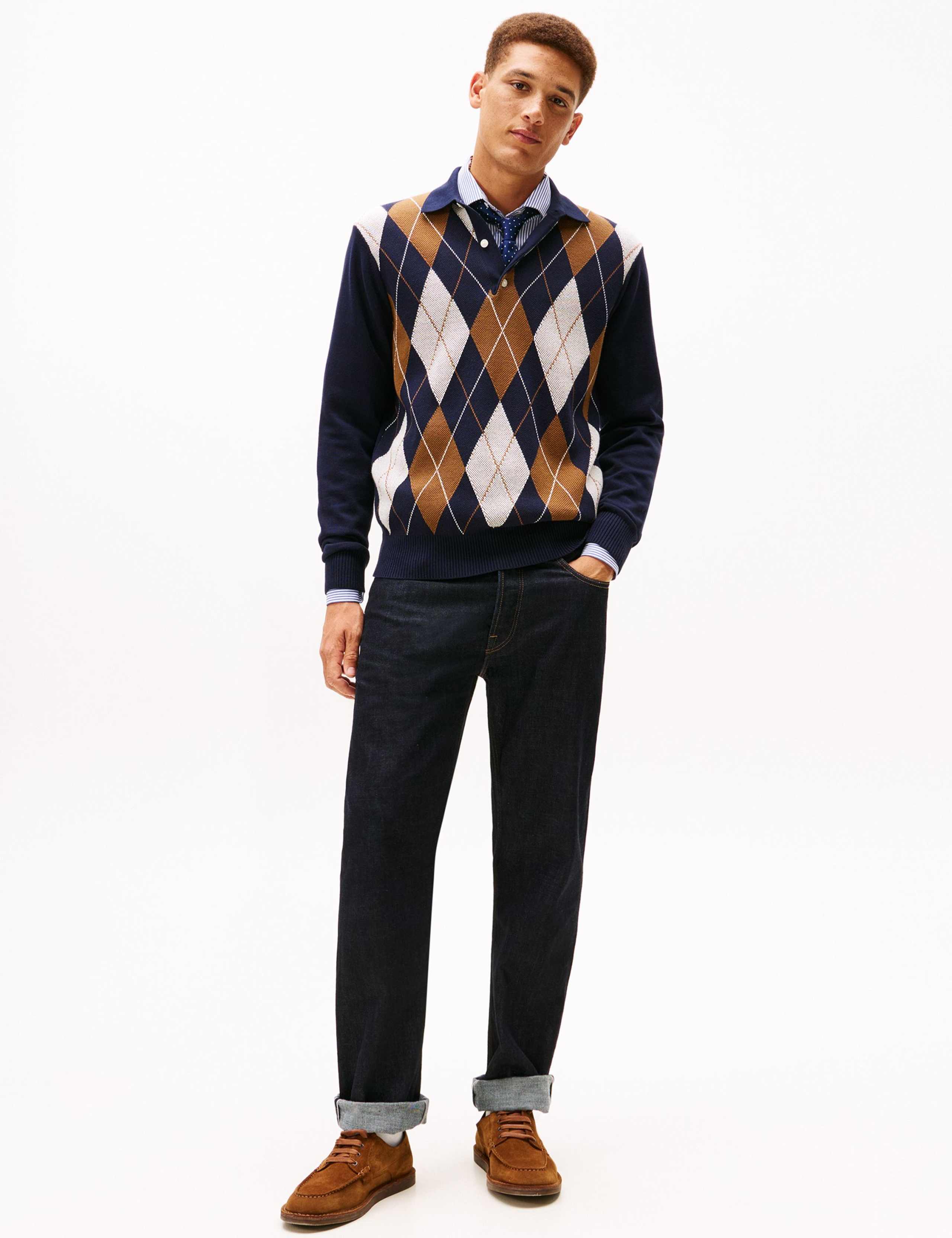 Pure Cotton Argyle polo top 3 of 5