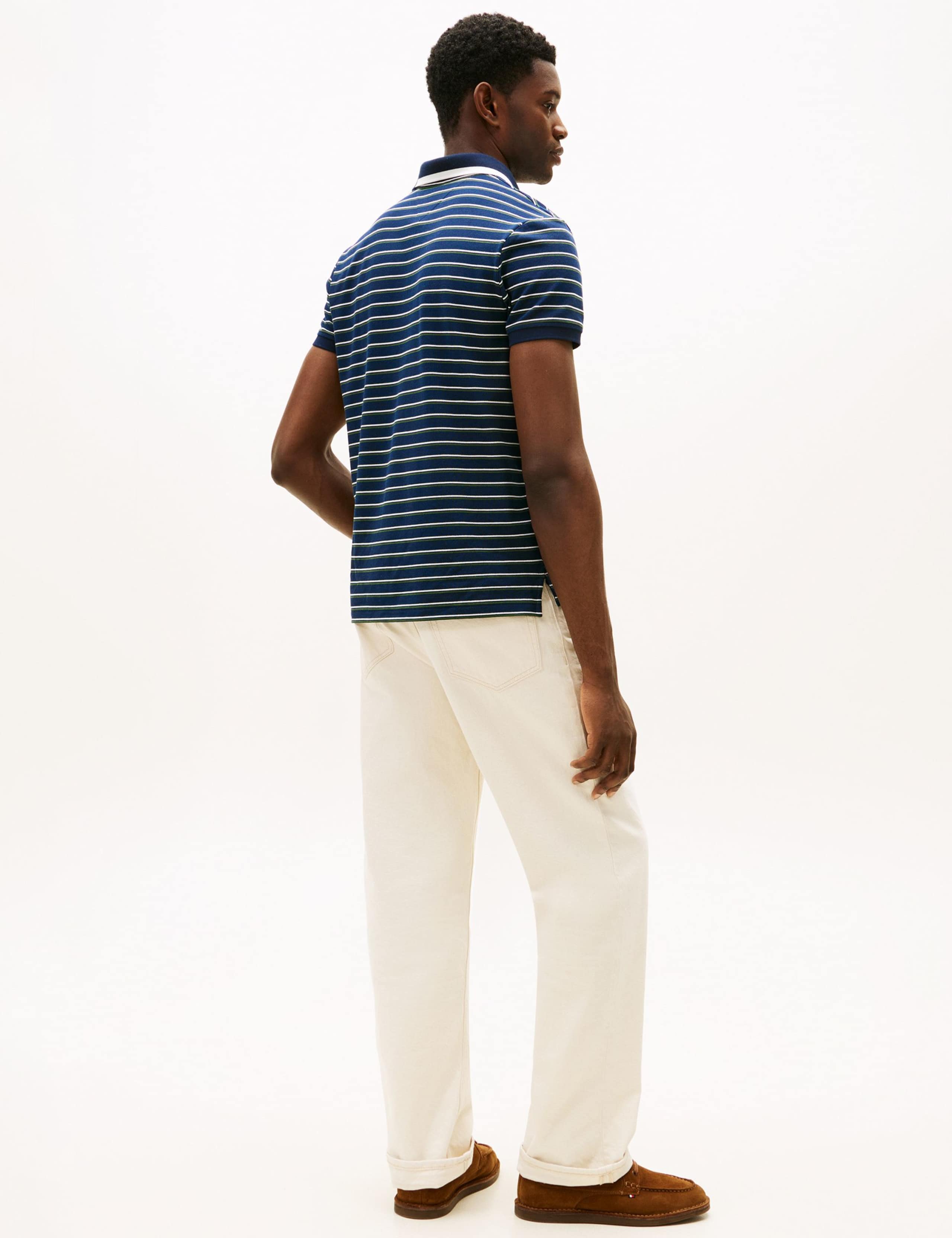 Cotton Rich Pique Striped Polo Shirt 4 of 5