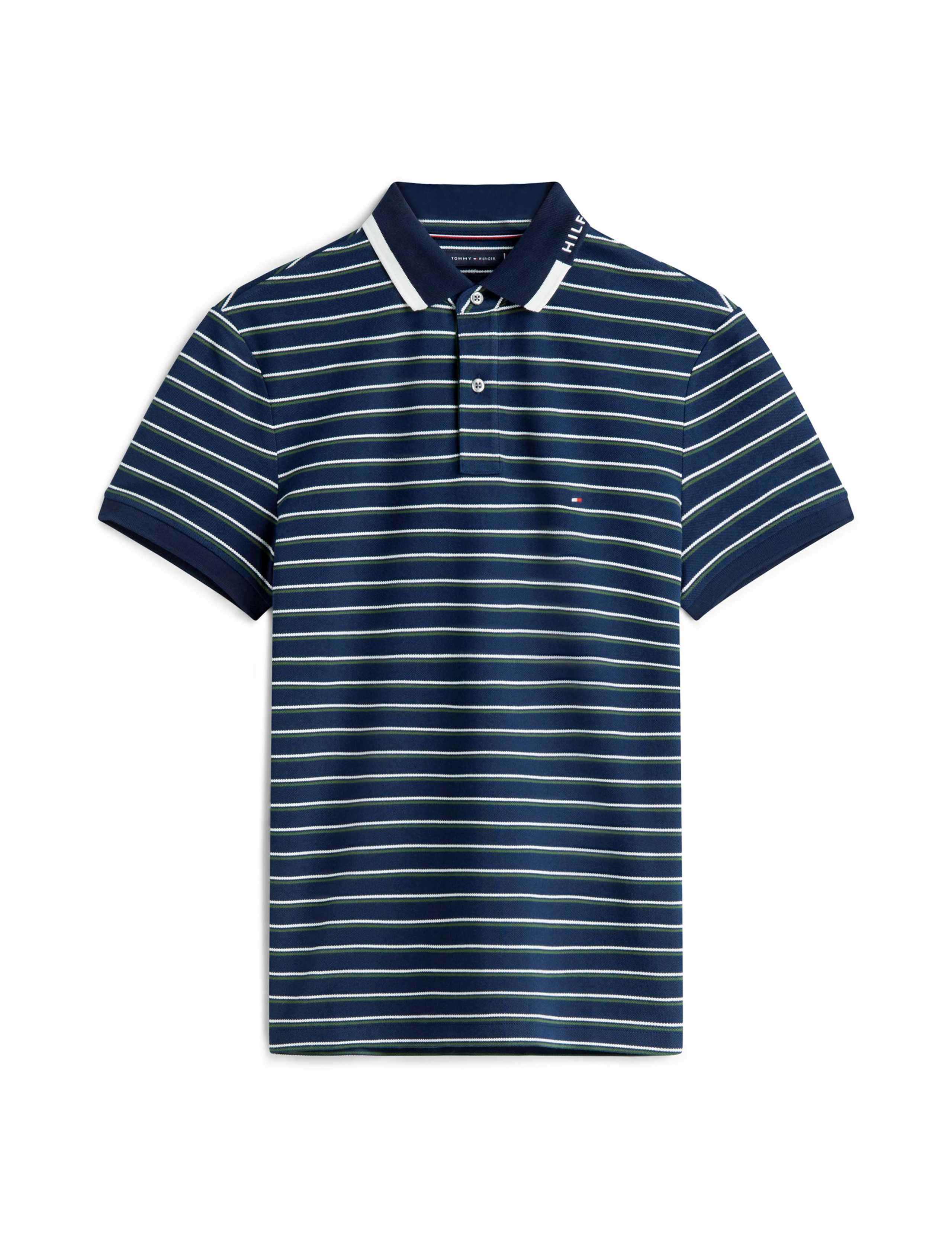 Cotton Rich Pique Striped Polo Shirt 2 of 5