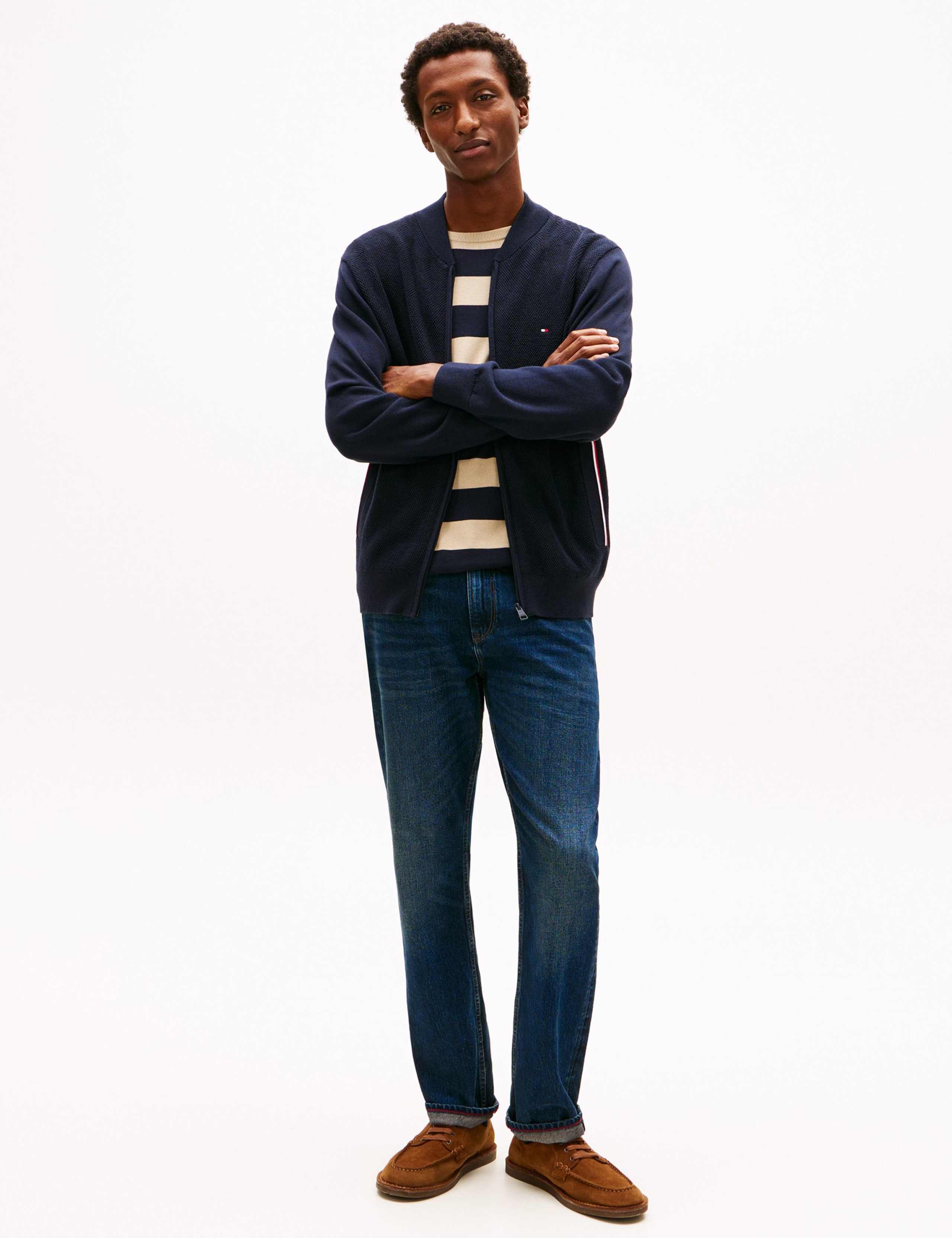 Pure Cotton Textured Zip Up Bomber Jacket 4 of 5