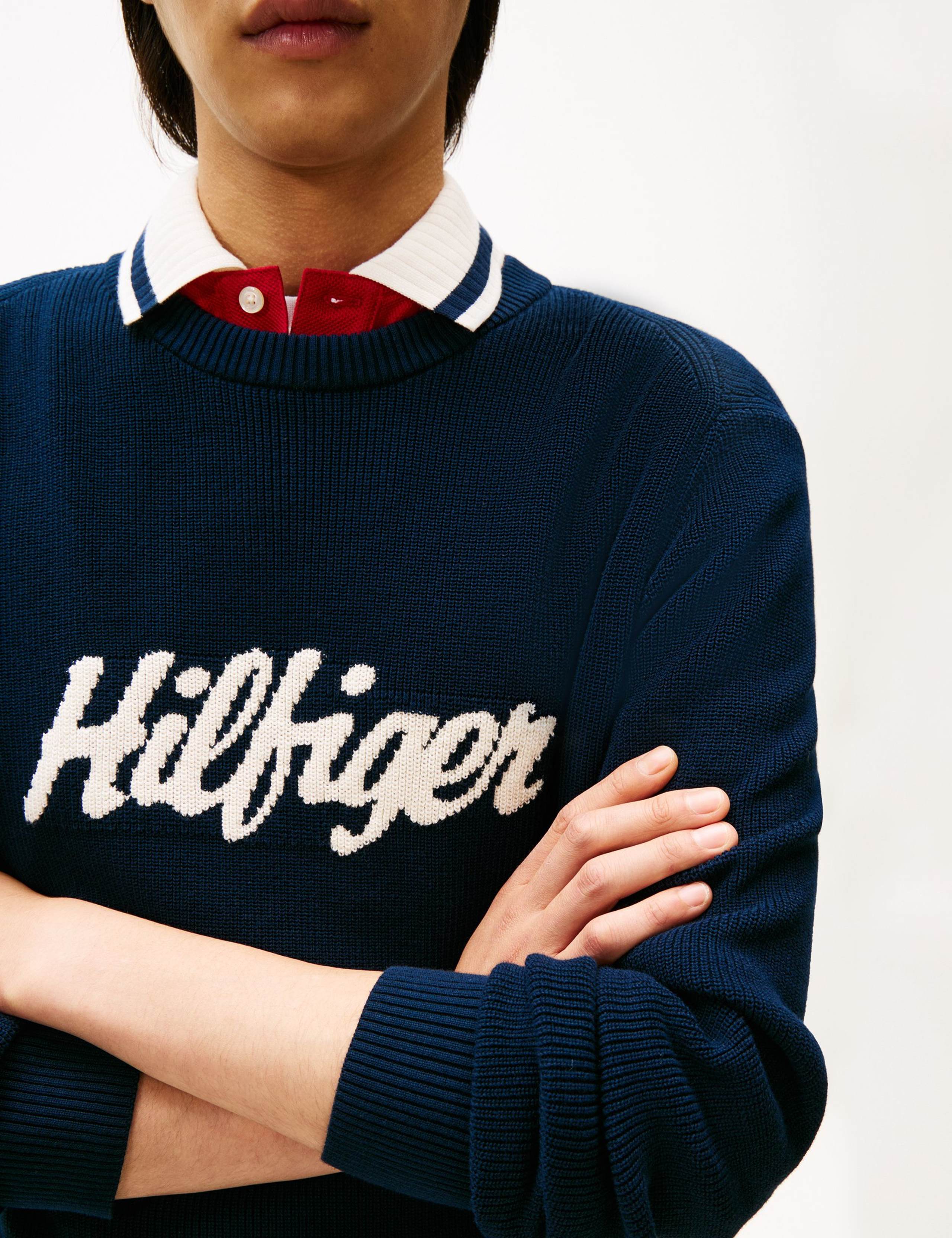 Pure Cotton Logo Jacquard Crew Neck Jumper 5 of 5