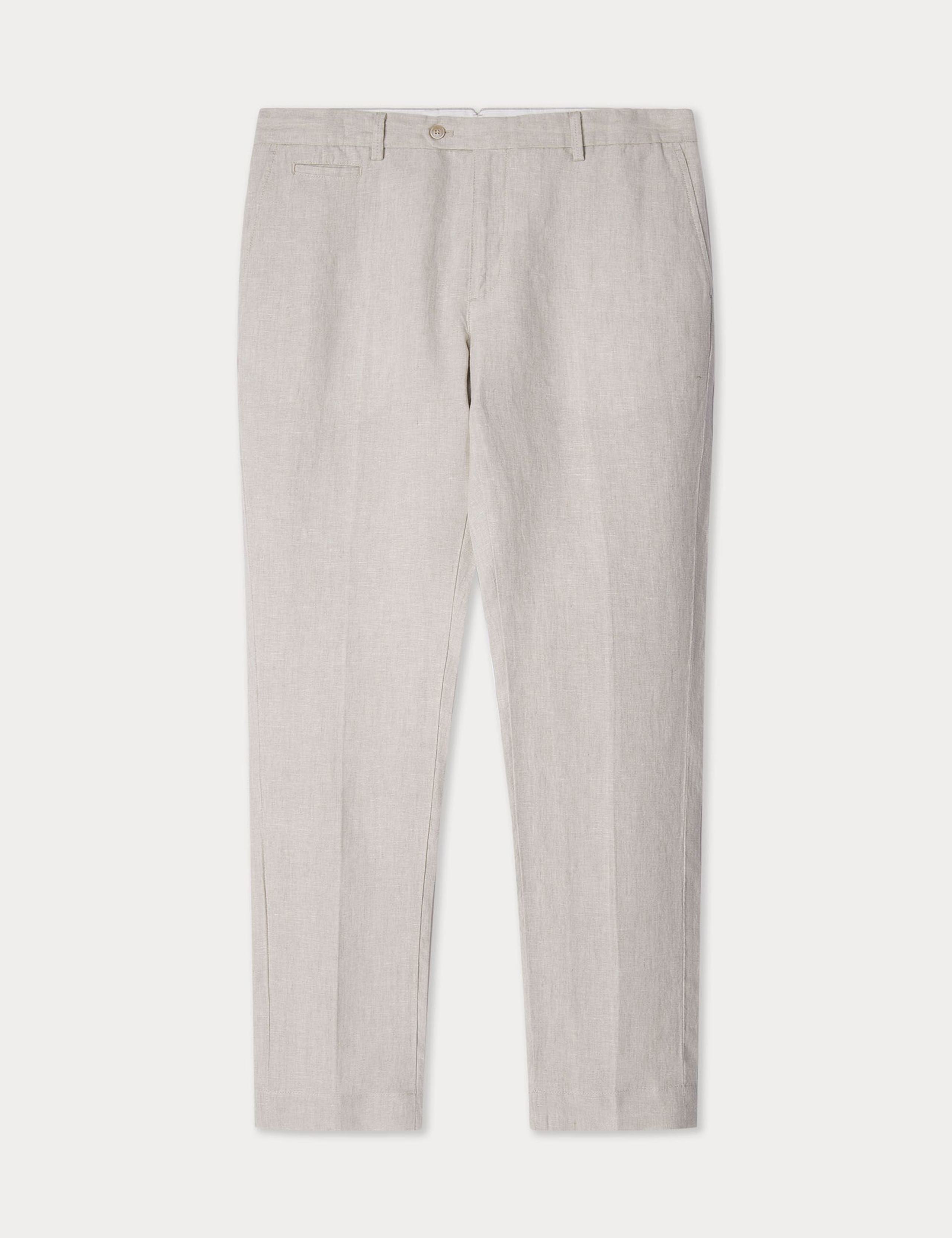 Slim Fit Pure Linen Lightweight Trousers 1 of 2