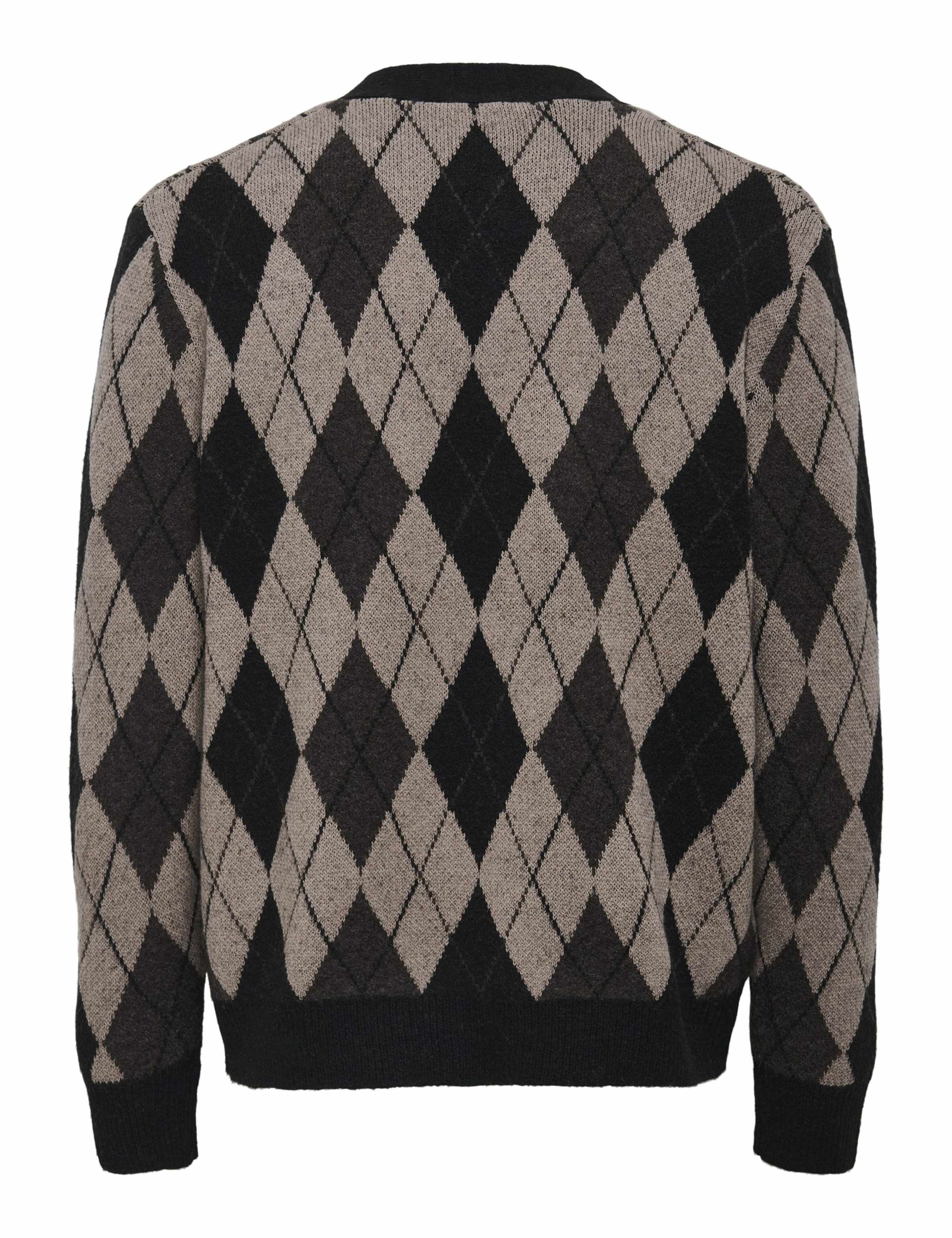 Argyle V-Neck Knitted Cardigan 2 of 2