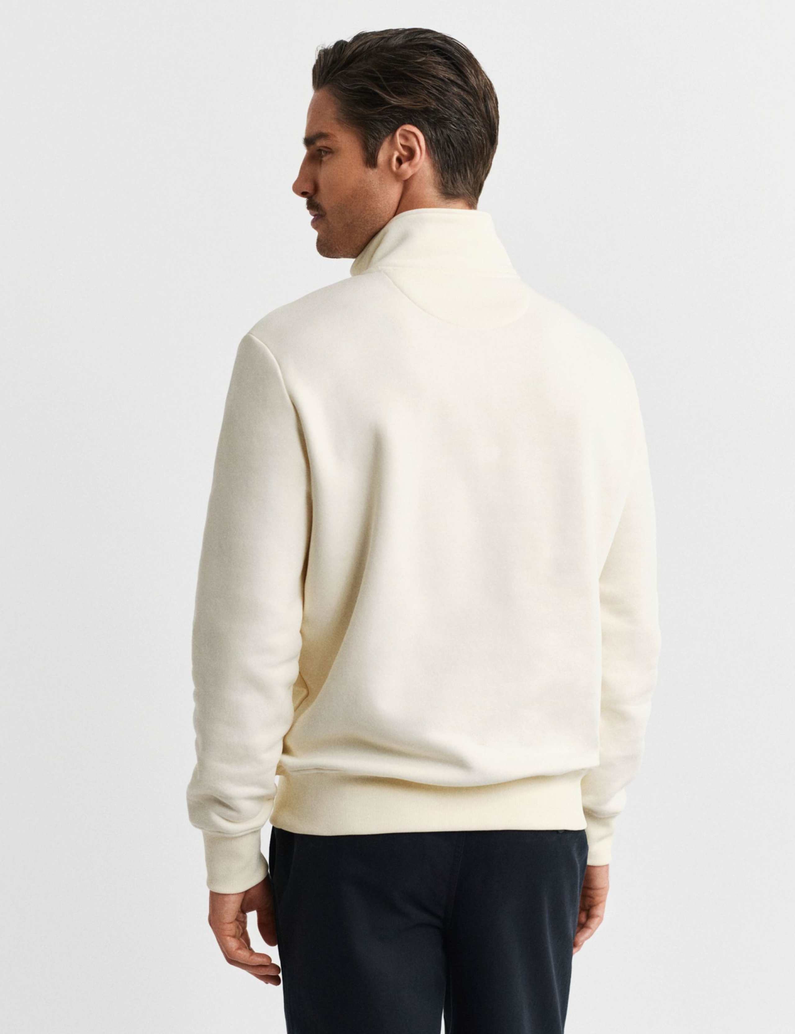 Cotton Rich Half Zip Funnel Neck Jumper 3 of 4