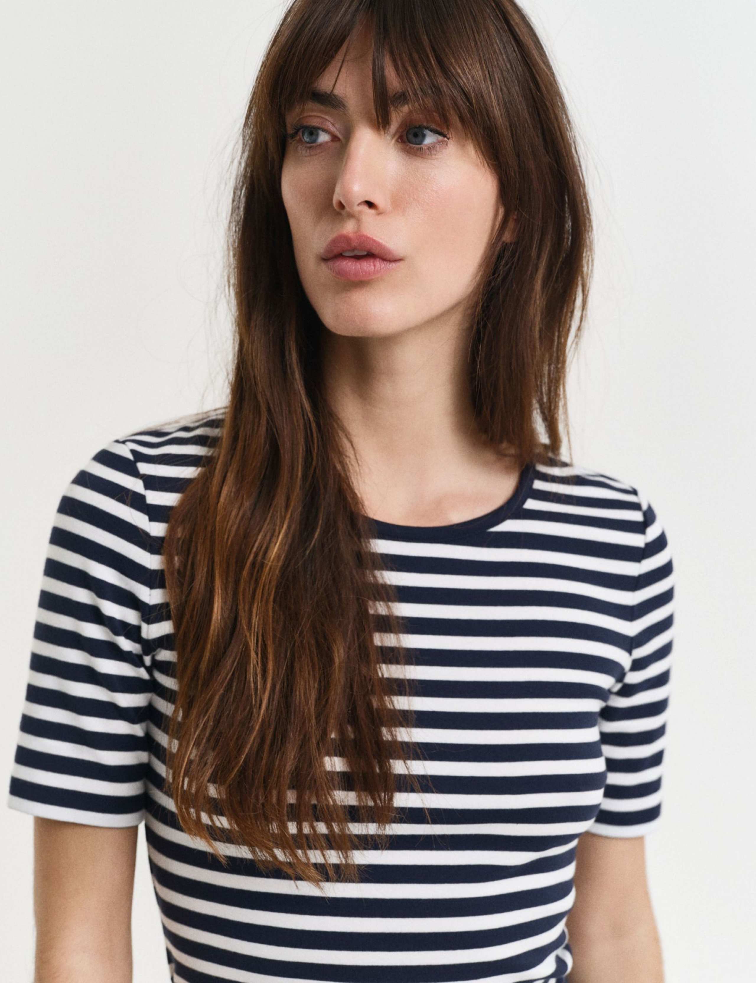 Cotton Rich Striped Ribbed Crew Neck T-Shirt 3 of 5