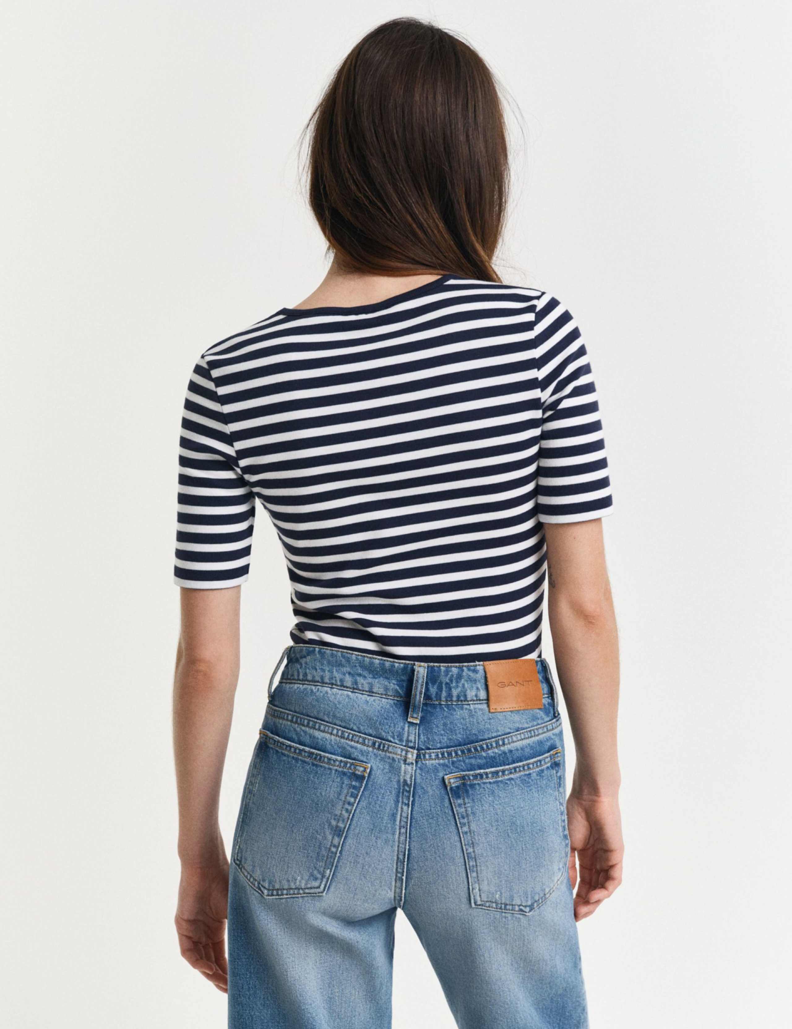 Cotton Rich Striped Ribbed Crew Neck T-Shirt 4 of 5