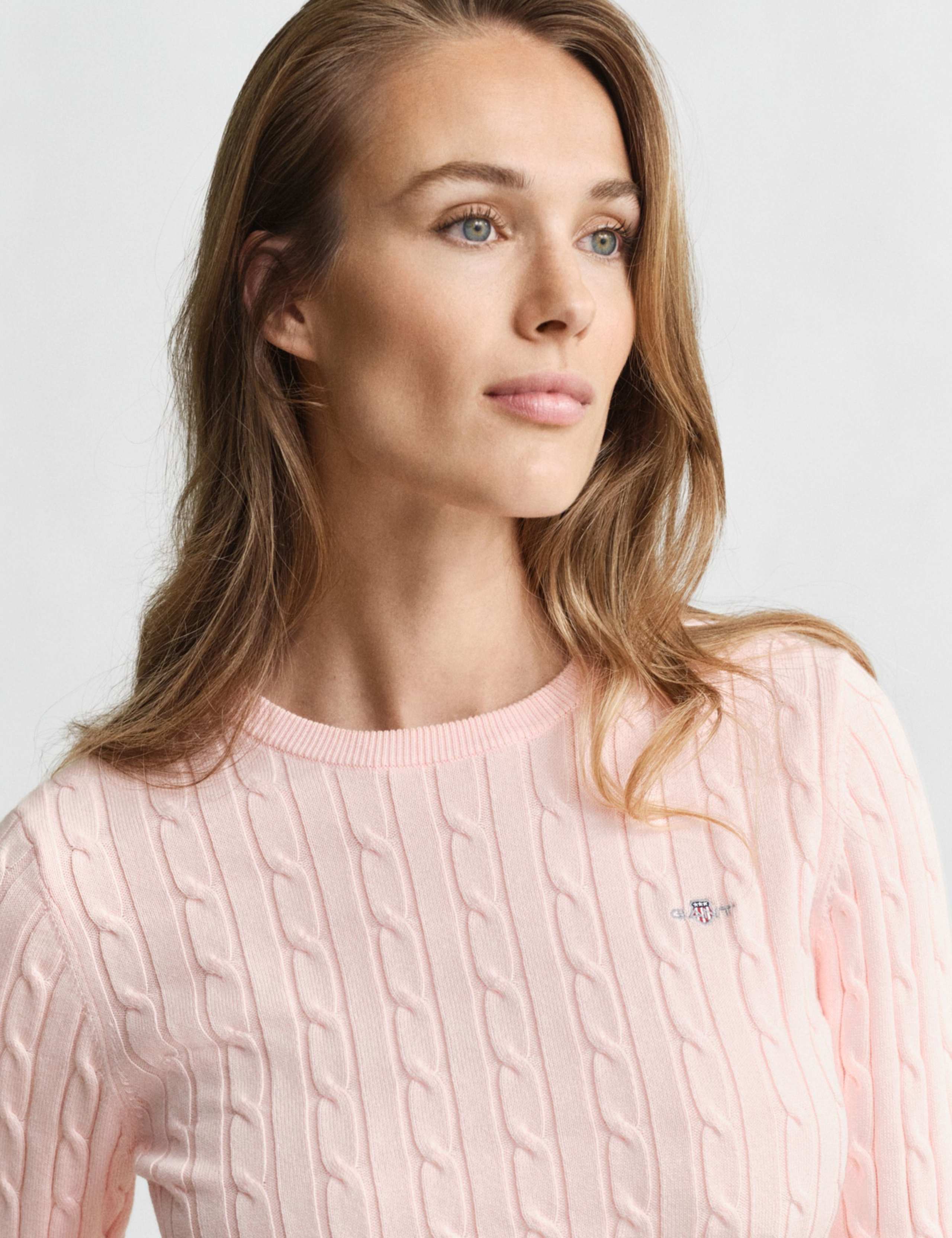 Cotton Rich Cable Knit Crew Neck Jumper 3 of 4