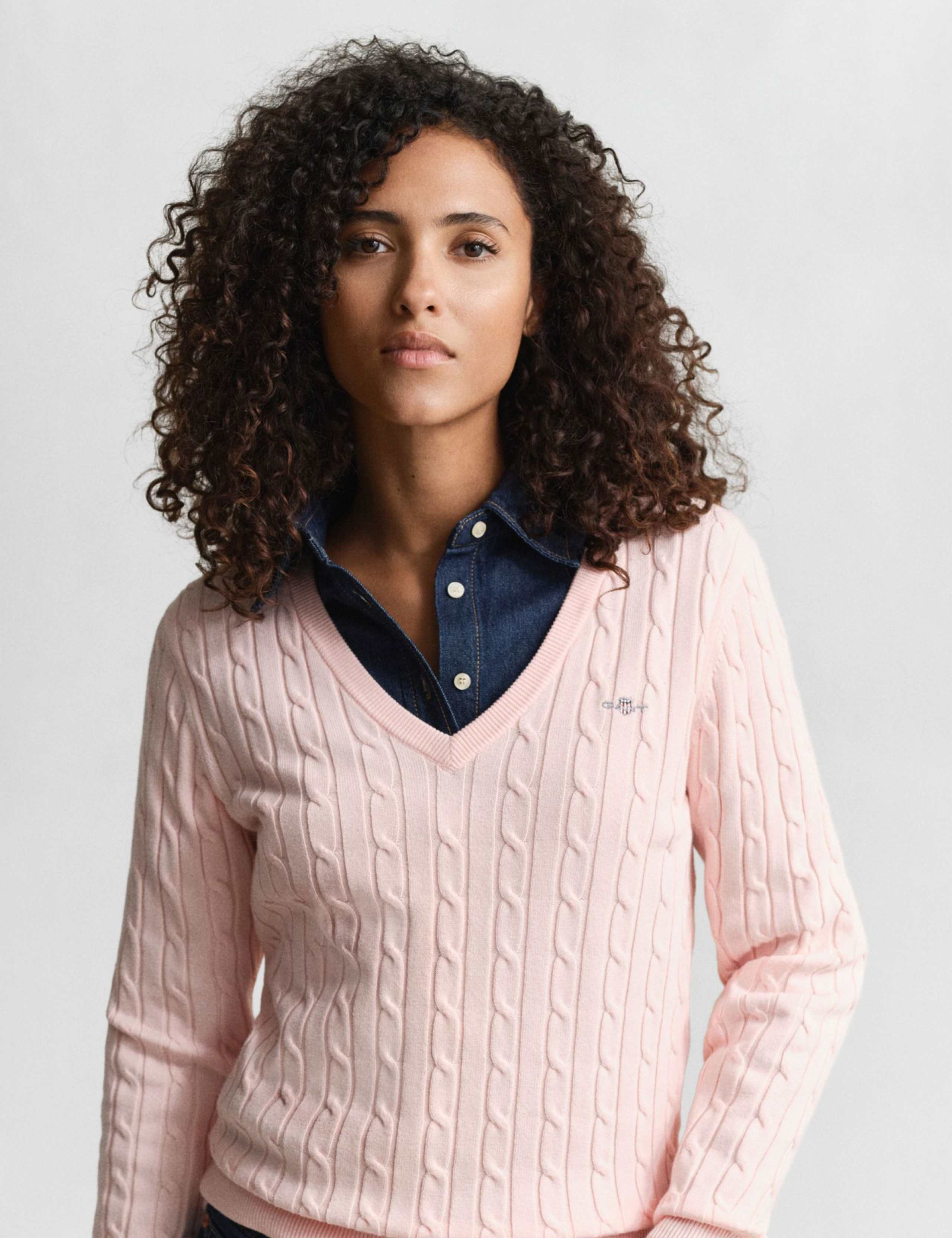 Cotton Rich Cable Knit V-Neck Jumper 3 of 4