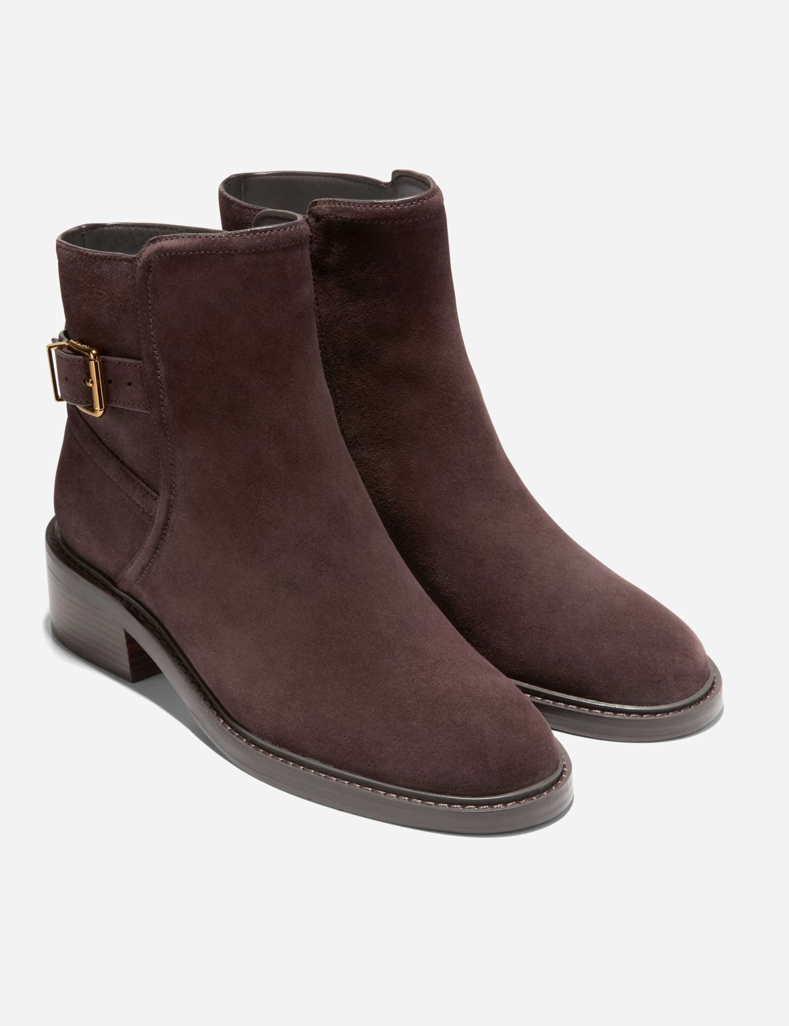 Silvana Suede Buckle Block Heel Ankle Boots 2 of 6