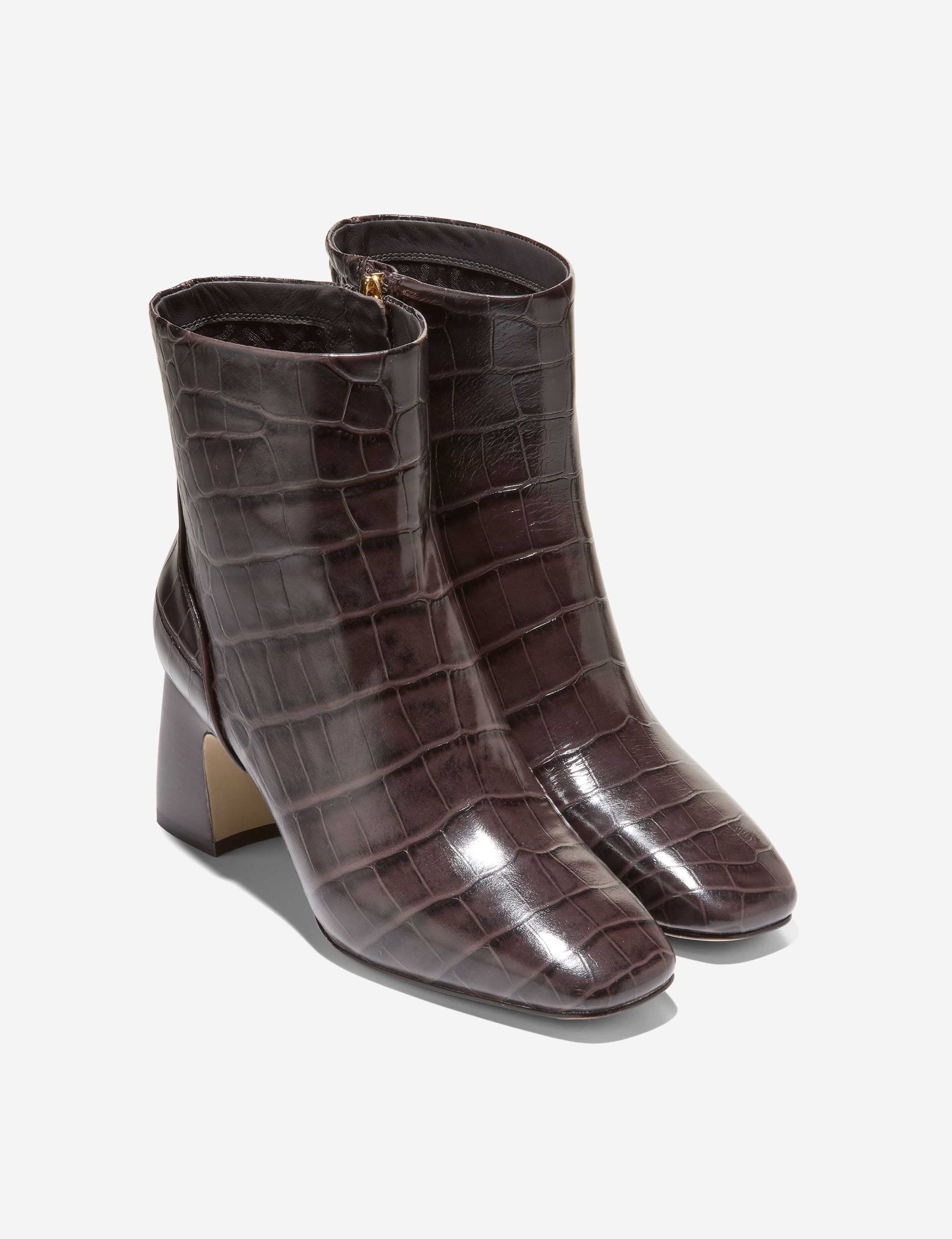 Gemma Leather Snake Print Block Heel Ankle Boots 2 of 6