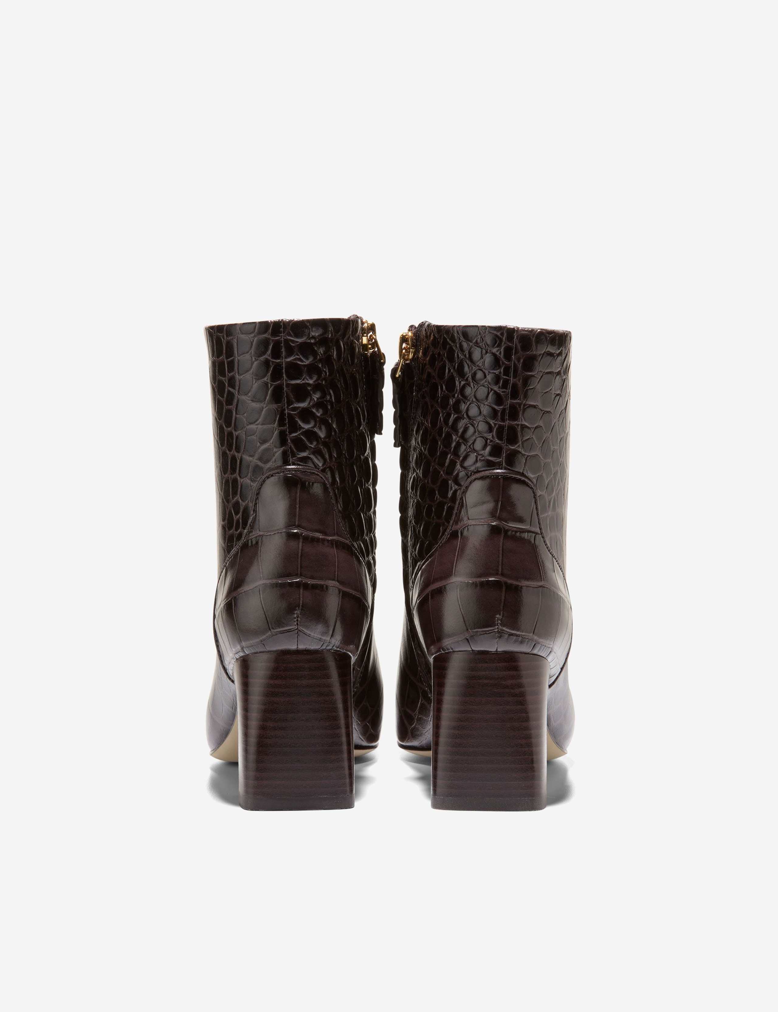 Gemma Leather Snake Print Block Heel Ankle Boots 5 of 6