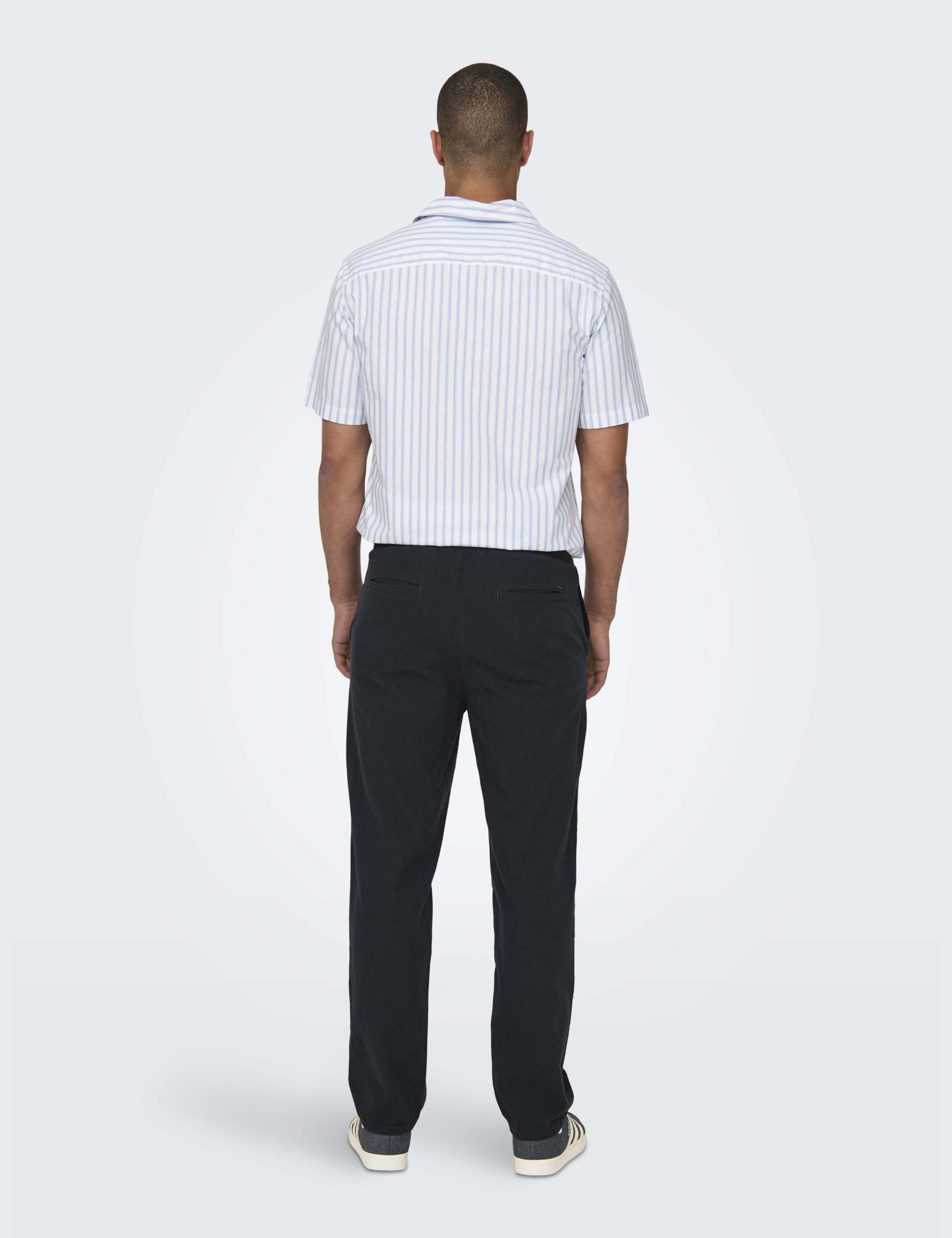 Loose Fit Lightweight Trousers with Linen 3 of 4