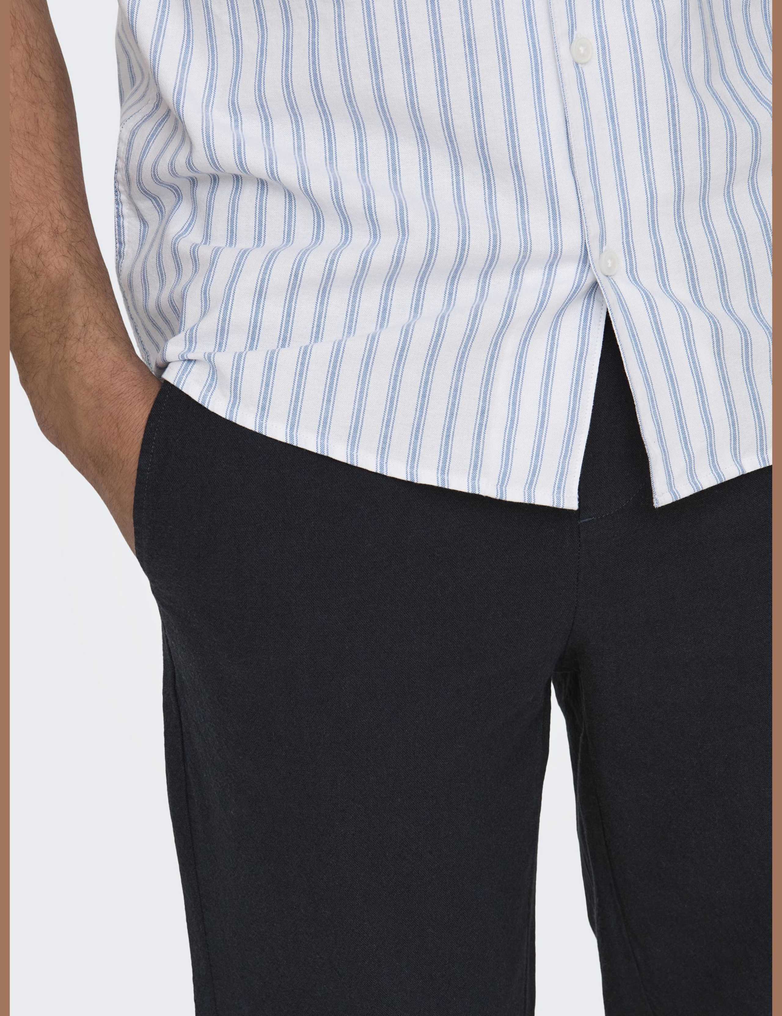 Loose Fit Lightweight Trousers with Linen 4 of 4