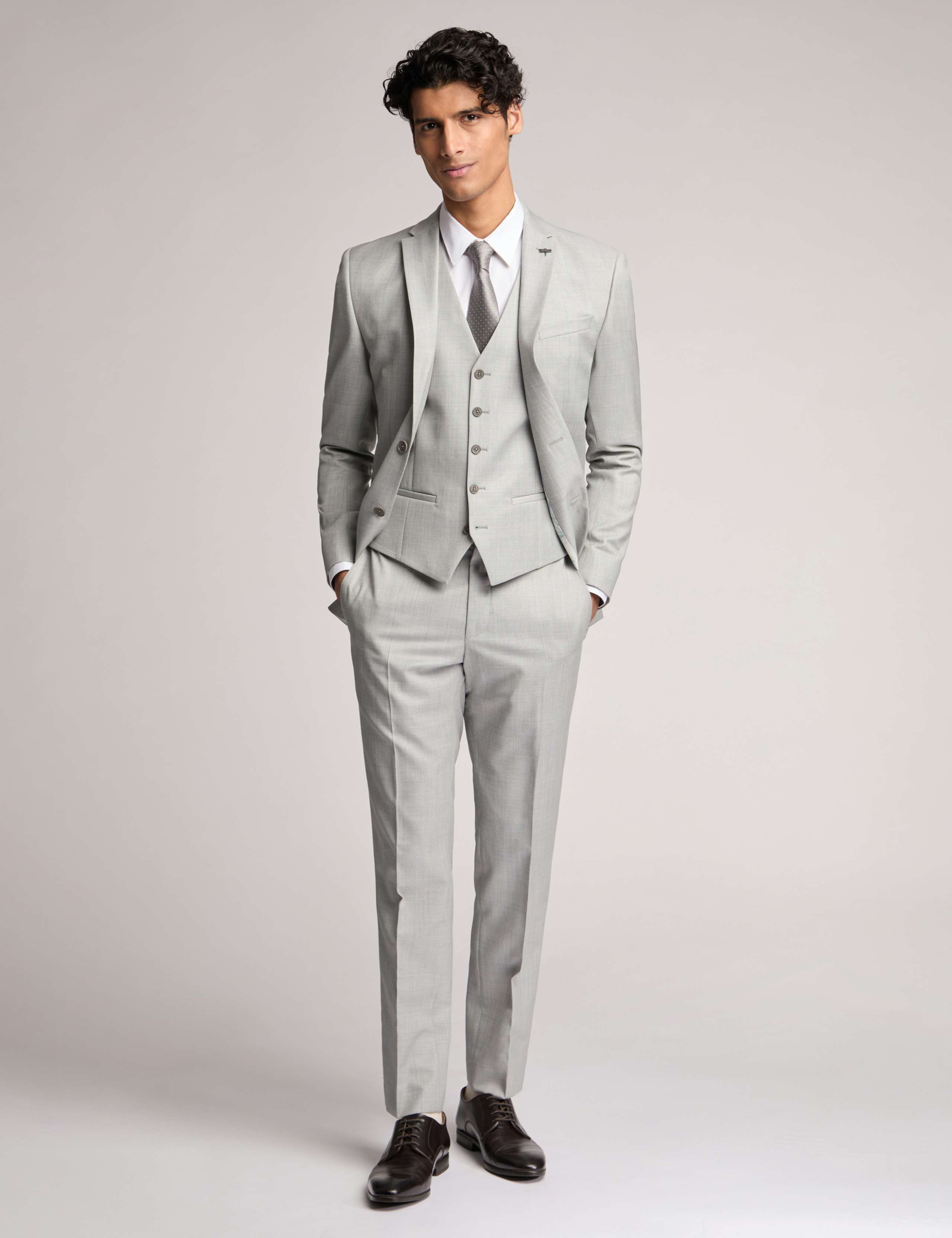 Slim Fit Wool Rich Sharkskin Suit Jacket 3 of 5