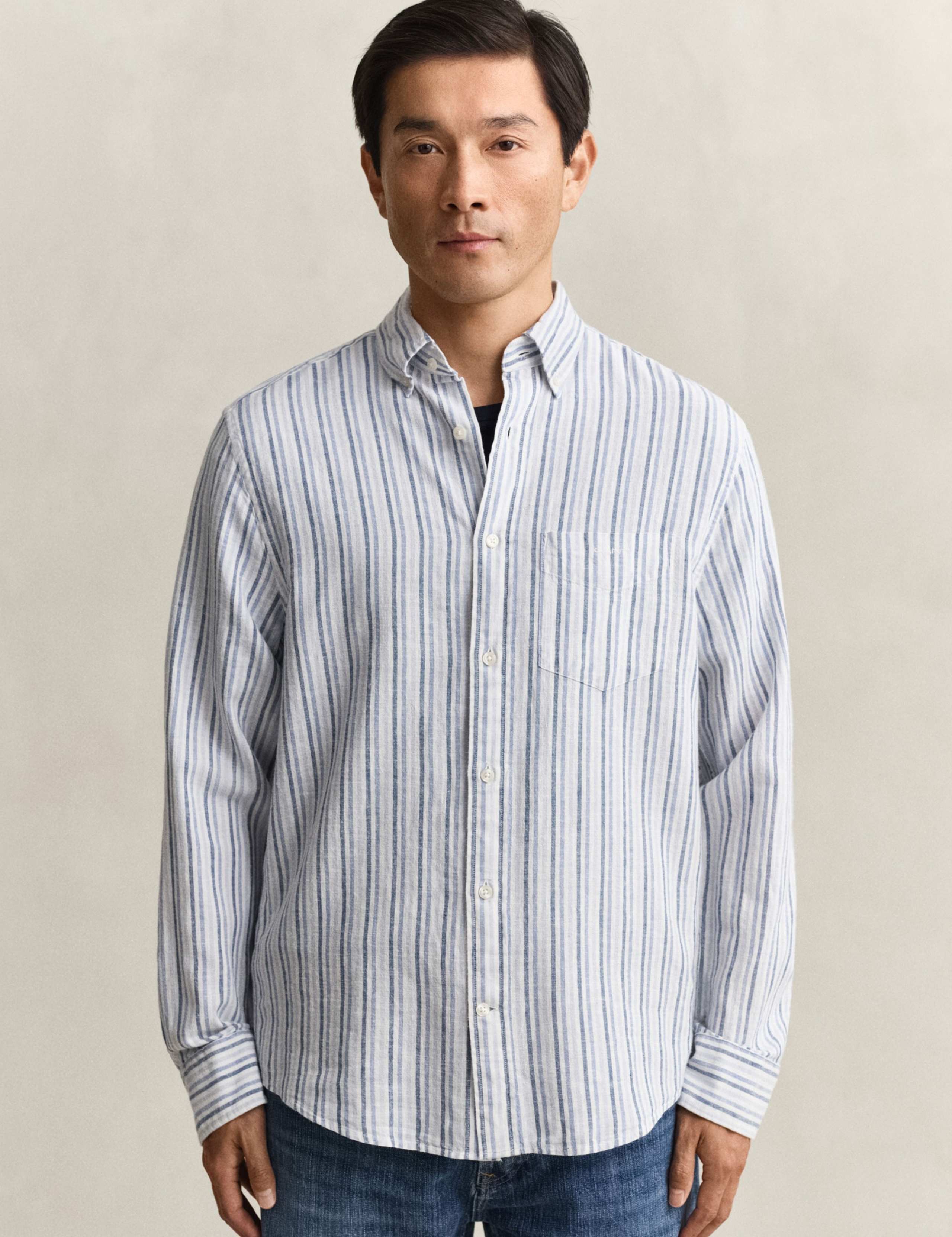 Cotton Linen Blend Striped Shirt 2 of 5