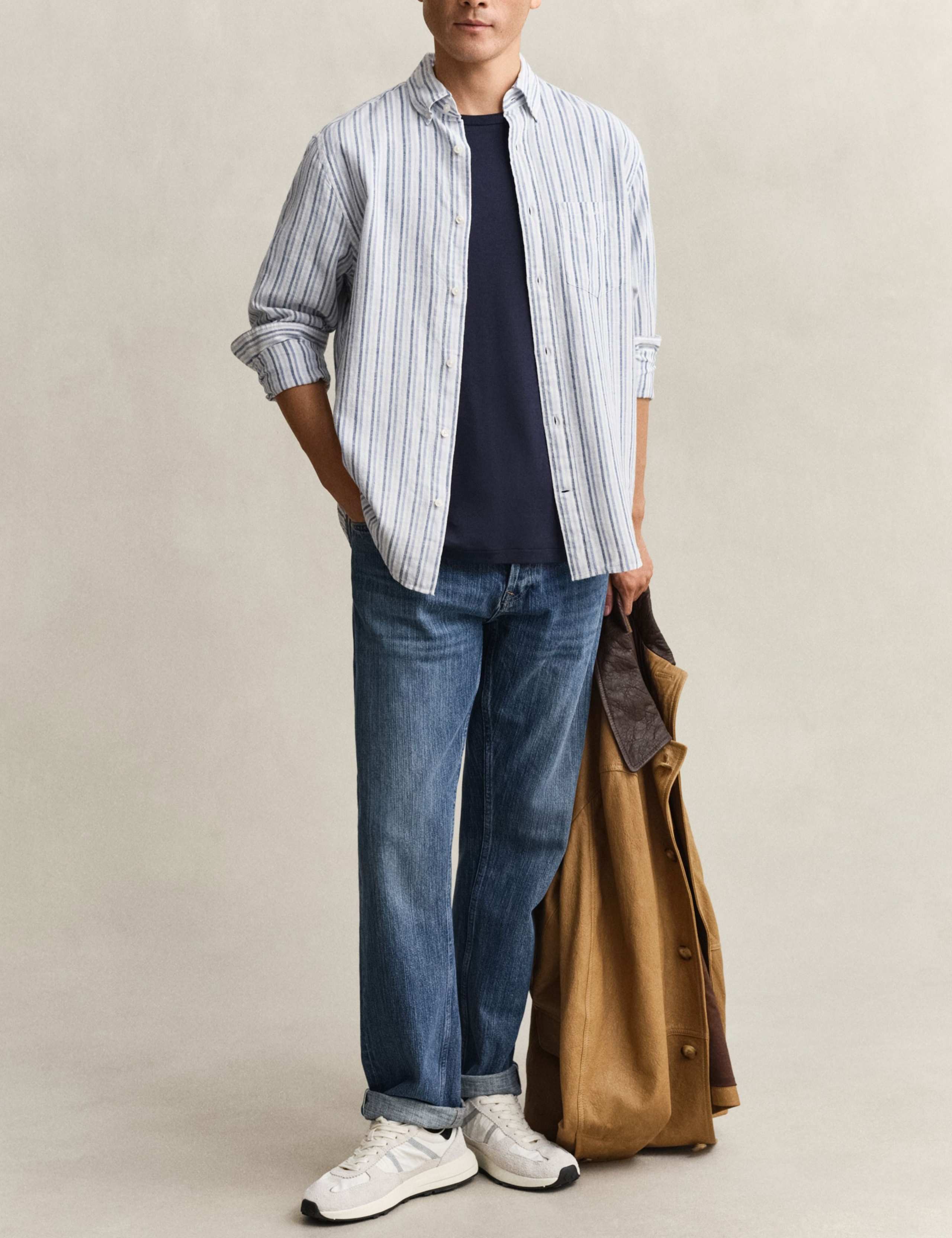 Cotton Linen Blend Striped Shirt 4 of 5