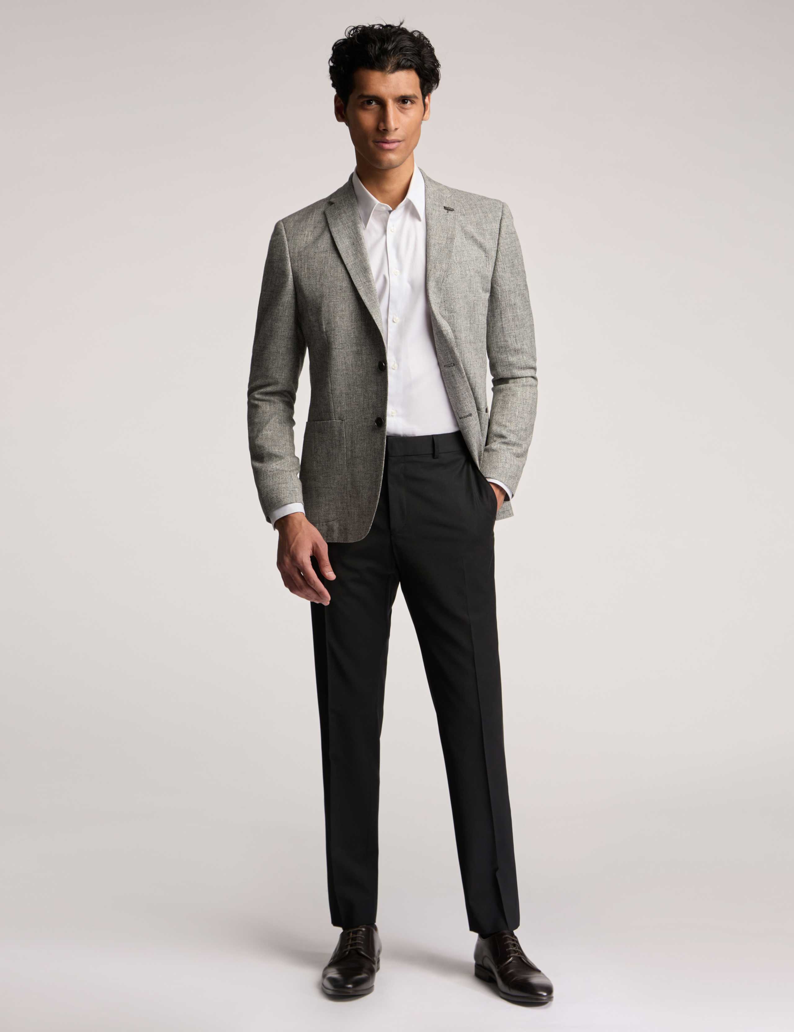 Slim Fit Linen Blend Check Suit Jacket 3 of 7