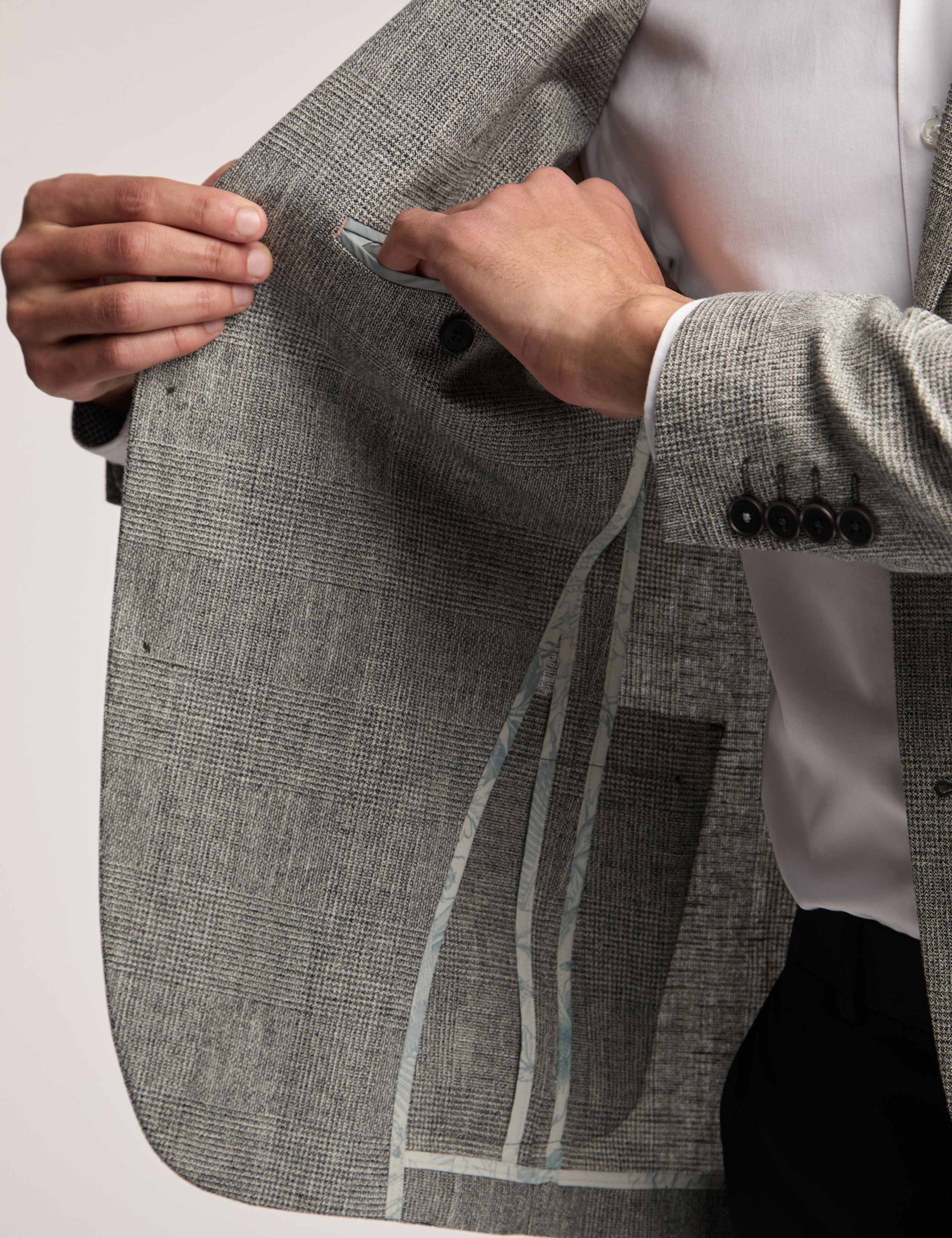 Slim Fit Linen Blend Check Suit Jacket 7 of 7