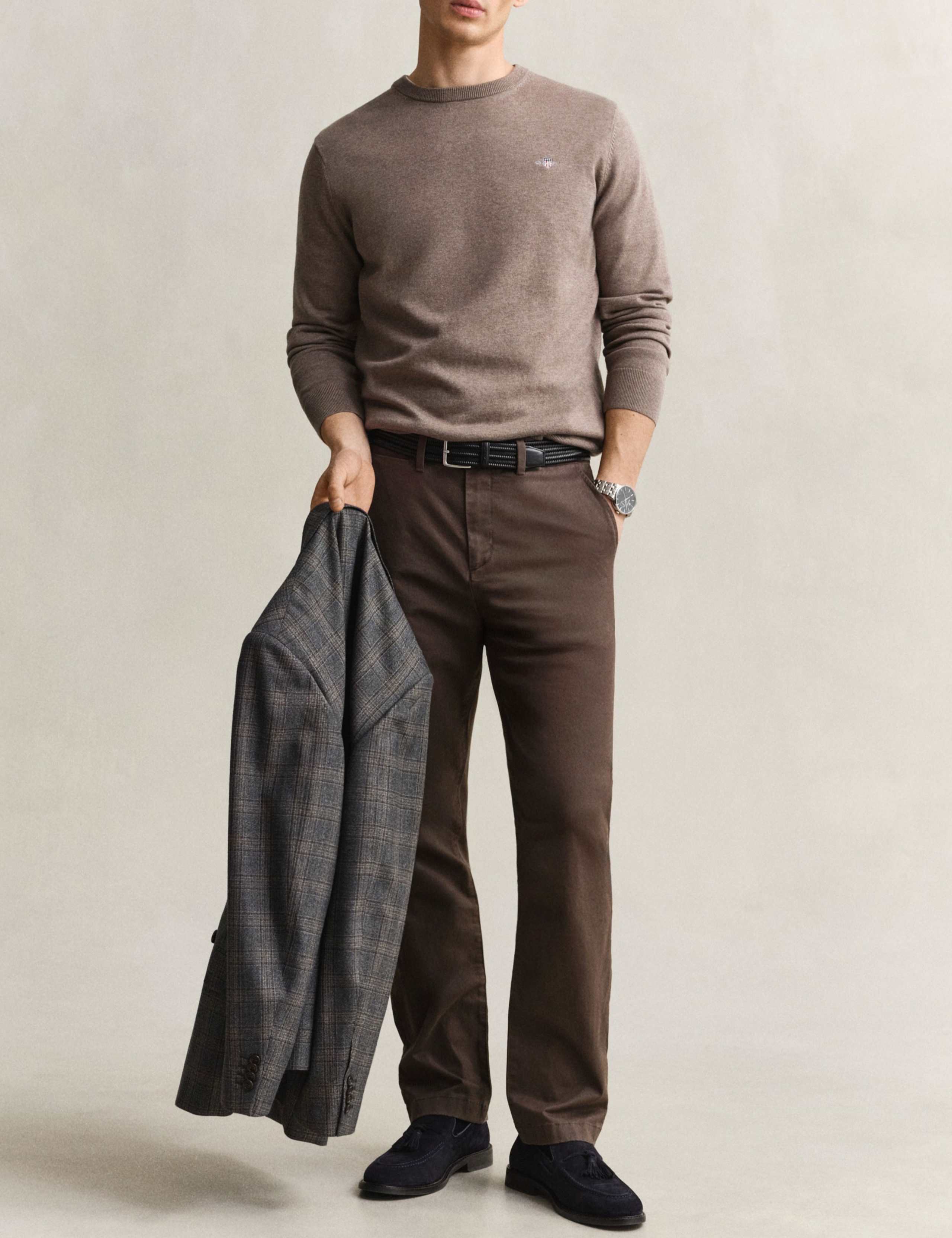 Pure Cotton Crew Neck Jumper 3 of 5