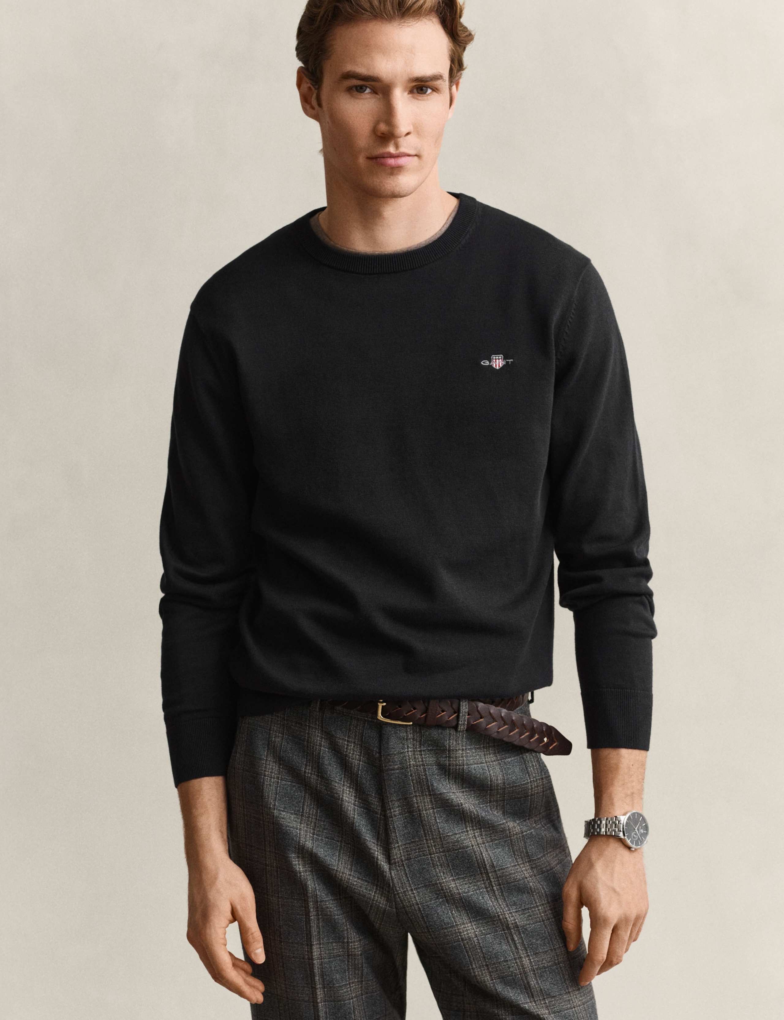 Pure Cotton Crew Neck Jumper 1 of 5