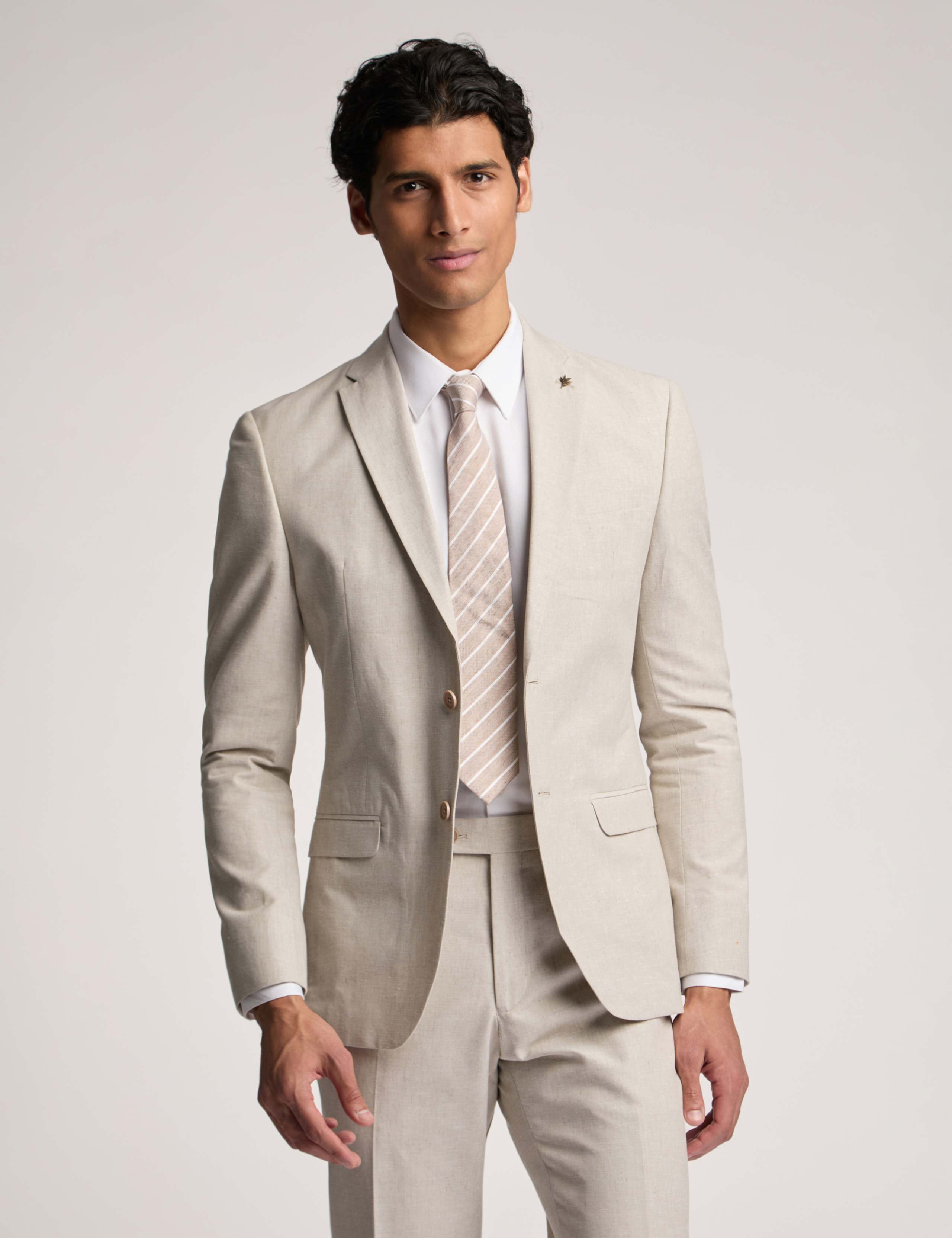 Slim Fit Linen And Cotton Blend Jacket 1 of 4