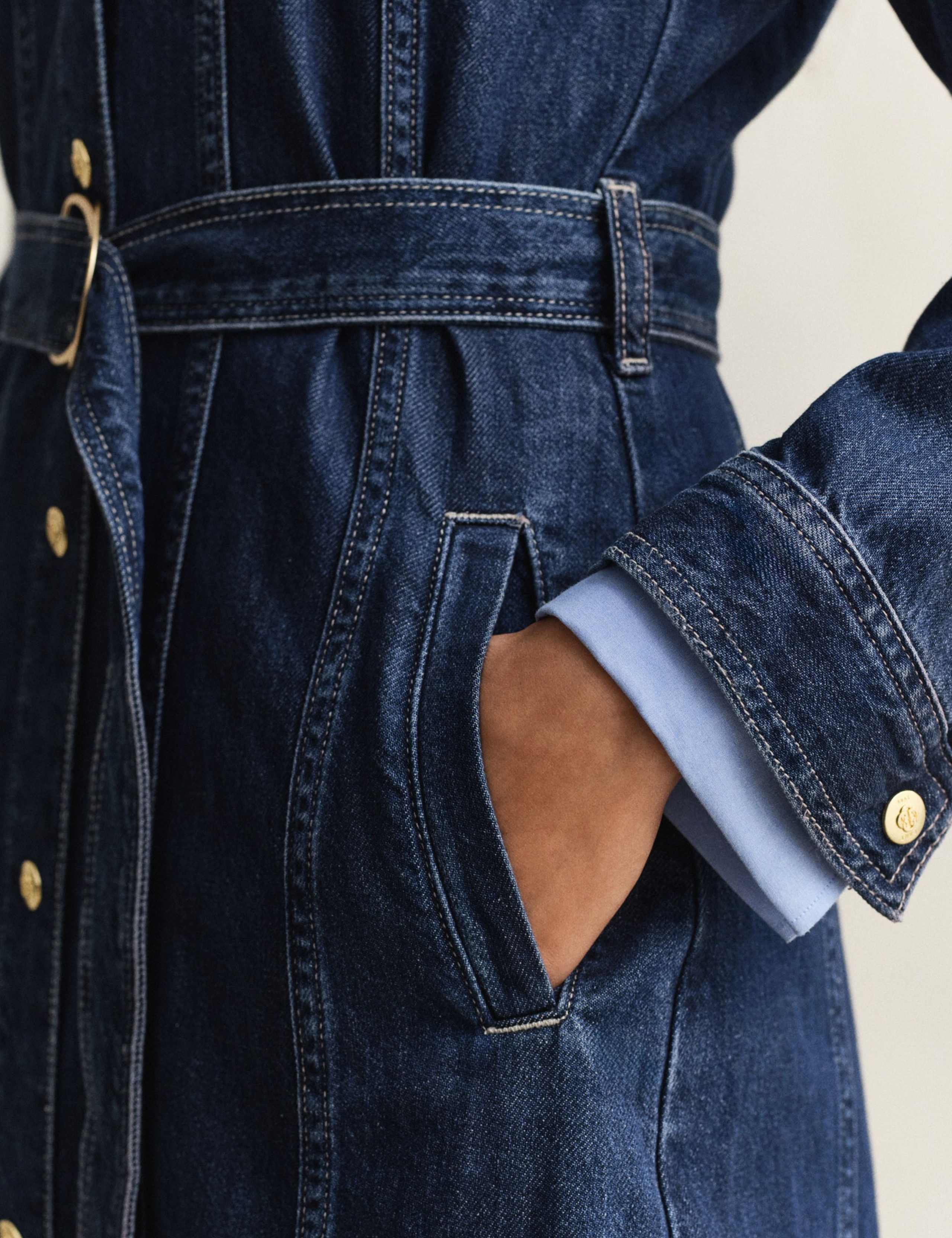 Pure Cotton Denim Midi Shirt Dress 5 of 5